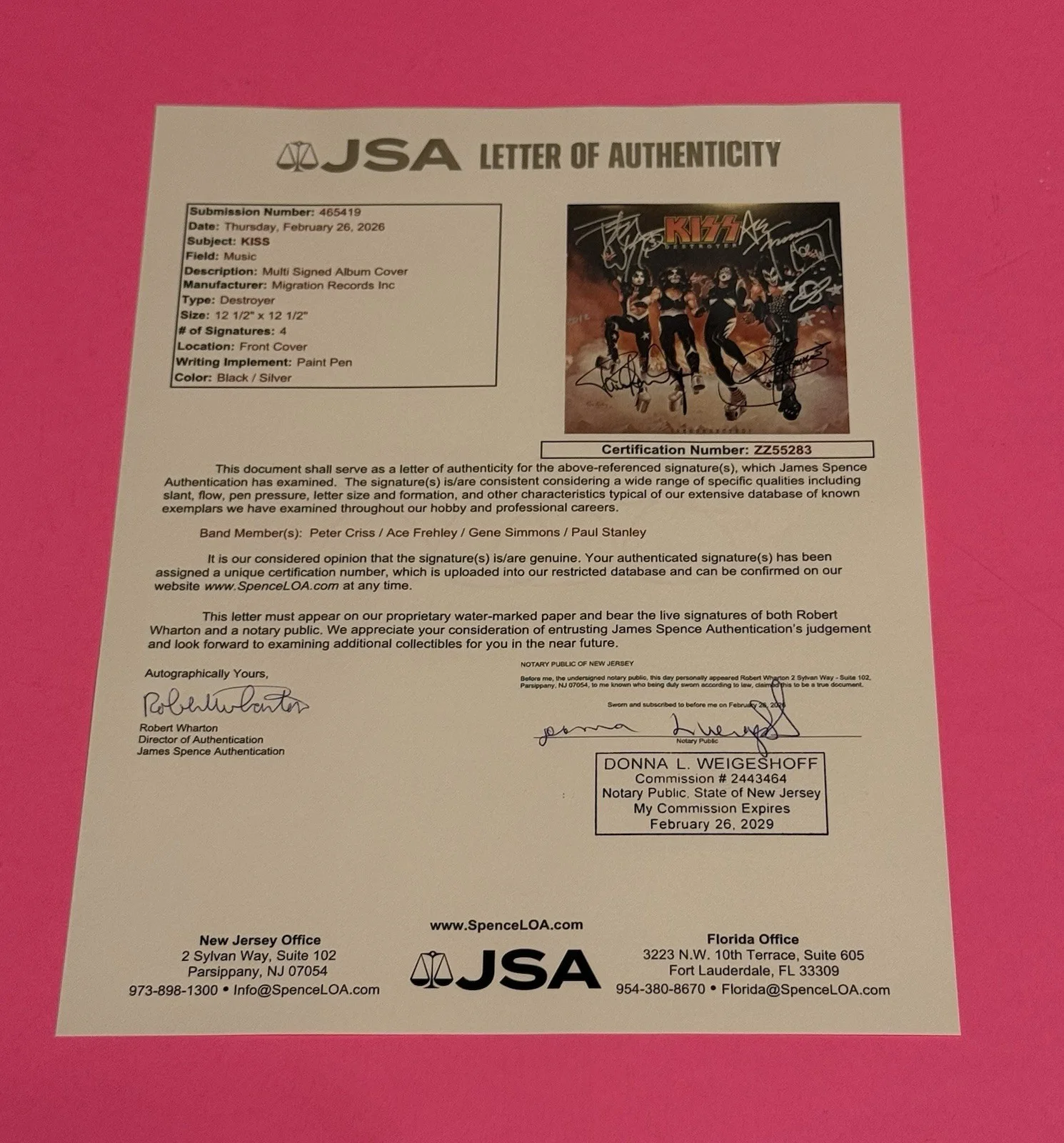 KISS x4 SIGNED DESTROYER RESURECTED VINYL STANLEY SIMMONS FREHLEY CRISS JSA COA, image 4