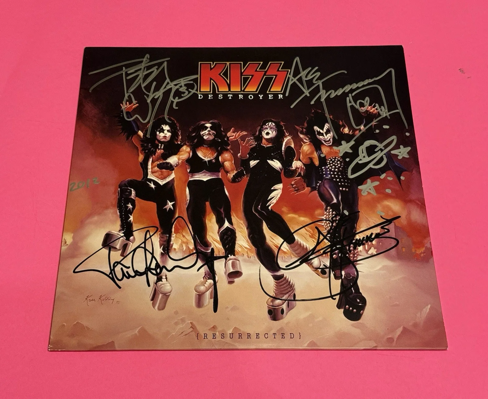 KISS x4 SIGNED DESTROYER RESURECTED VINYL STANLEY SIMMONS FREHLEY CRISS JSA COA, image 5