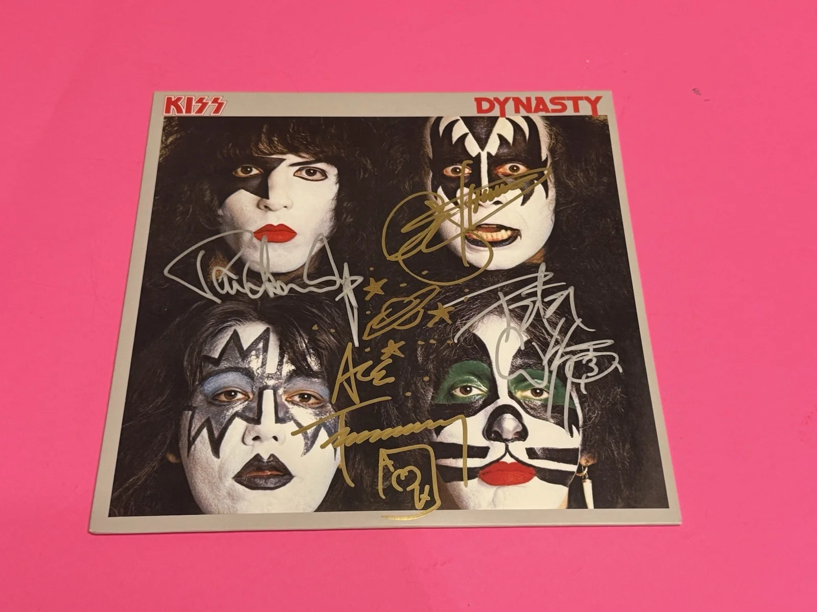 KISS x4 ENTIRE BAND SIGNED DYNASTY VINYL STANLEY SIMMONS FREHLEY CRISS JSA COA, изображение 2