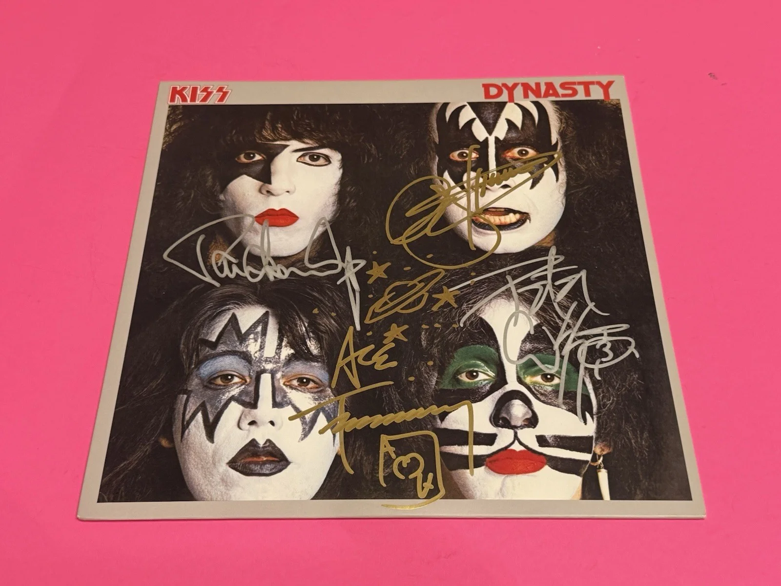 KISS x4 ENTIRE BAND SIGNED DYNASTY VINYL STANLEY SIMMONS FREHLEY CRISS JSA COA, изображение 4