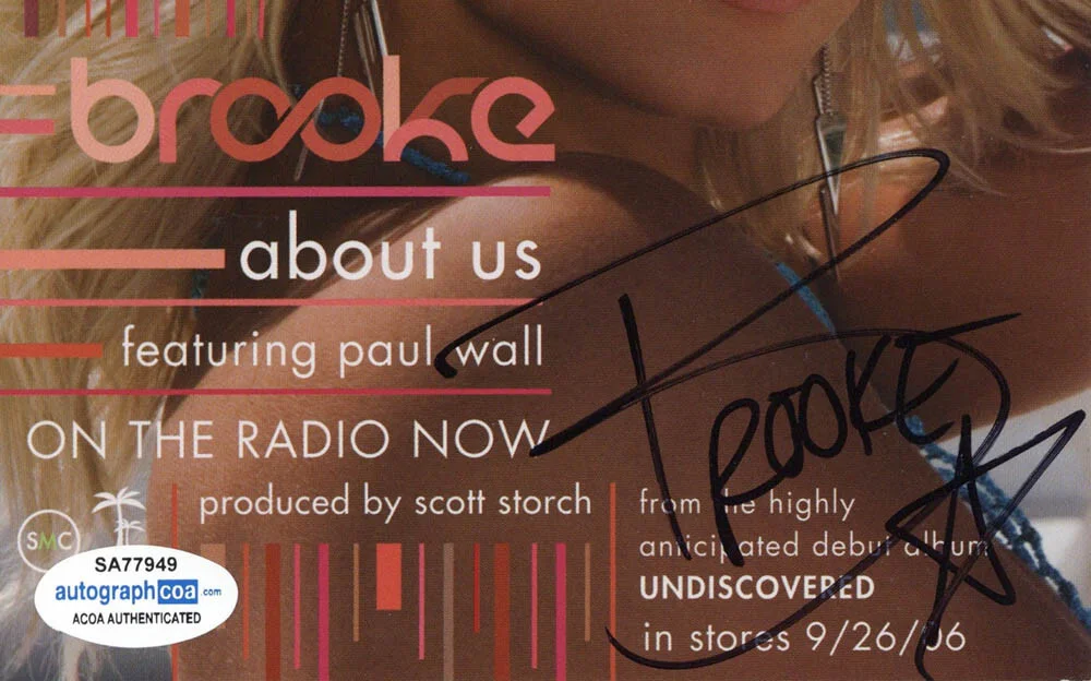 BROOKE HOGAN — Brooke Hogan signed "ABOUT US" 5x9 Promo Photo e WWE Hulk Hogan SEXY ACOA COA, изображение 4