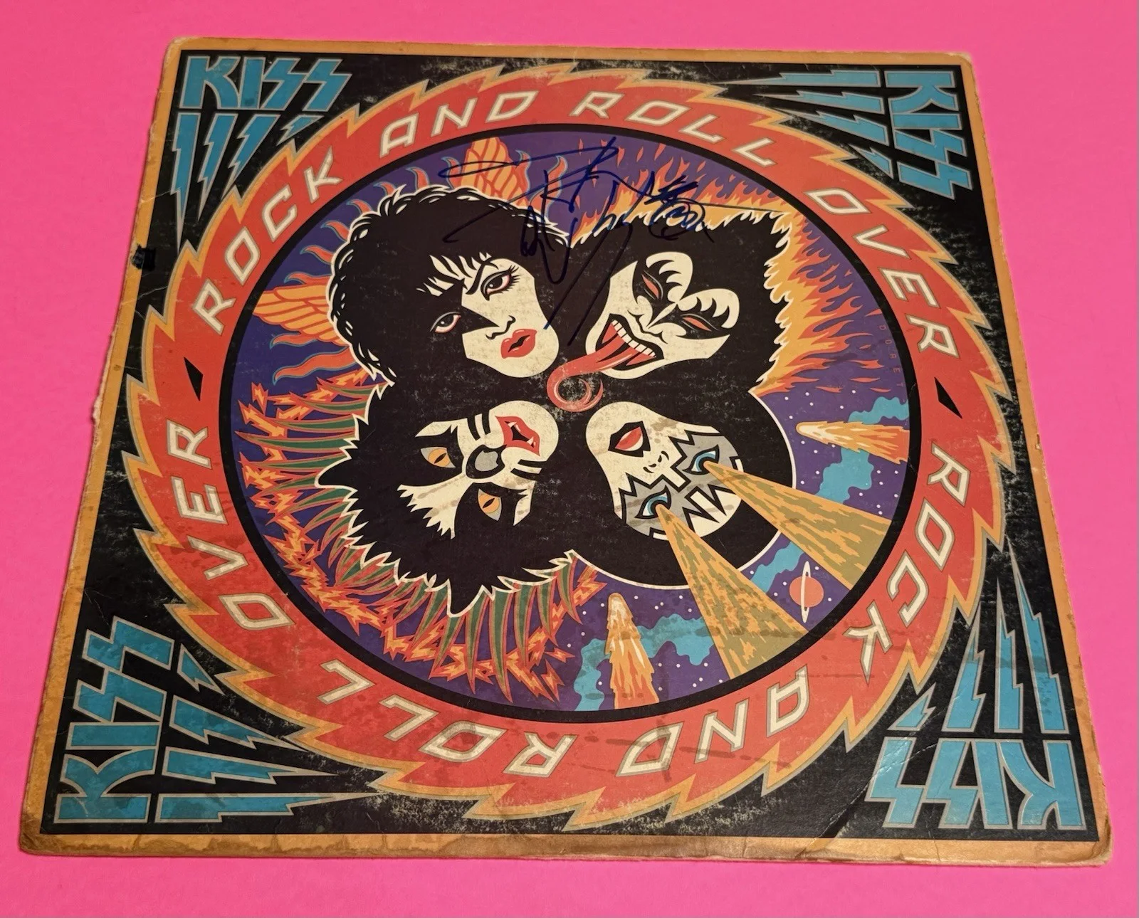 PETER CRISS KISS SIGNED ROCK AND ROLL OVER VINYL RECORD *PROOF*, image 2