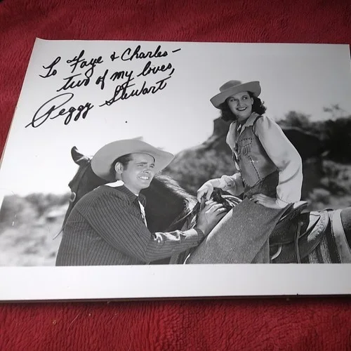 peggy stewart — Peggy Stewart Hand SIgned Western movie promo authentic Autograph w Sunset Carso