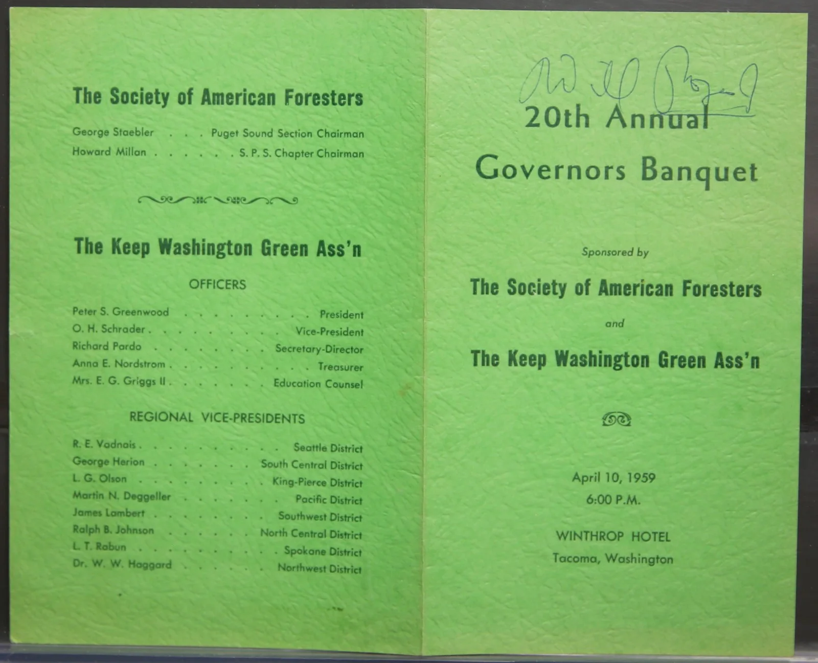 Will Rogers Jr. - Hand Signed Program Tacoma Wa 1959 M1, image 5