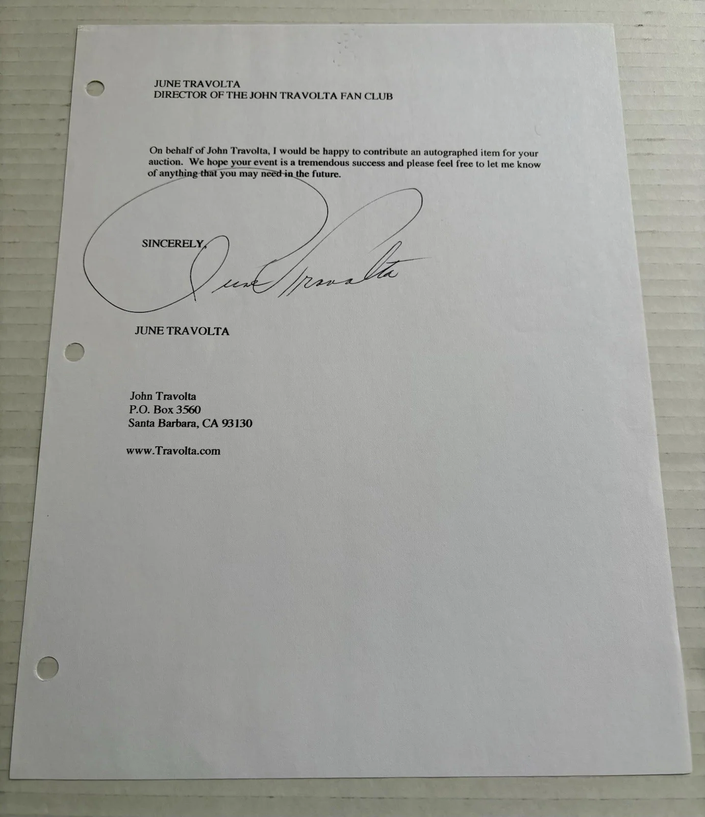 Travolta — John Travolta Signed Autographed 8x10 B/W Photo- Letter Of Authenticity, изображение 3