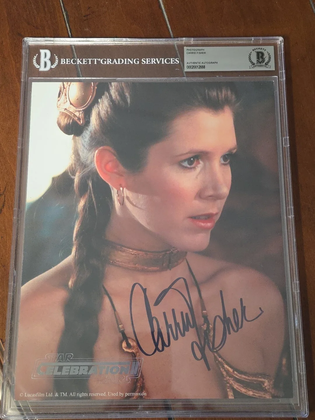 Carrie Fisher — Carrie Fisher Star Wars Authentic Signed 8x10 Photo Autographed BAS Slabbed