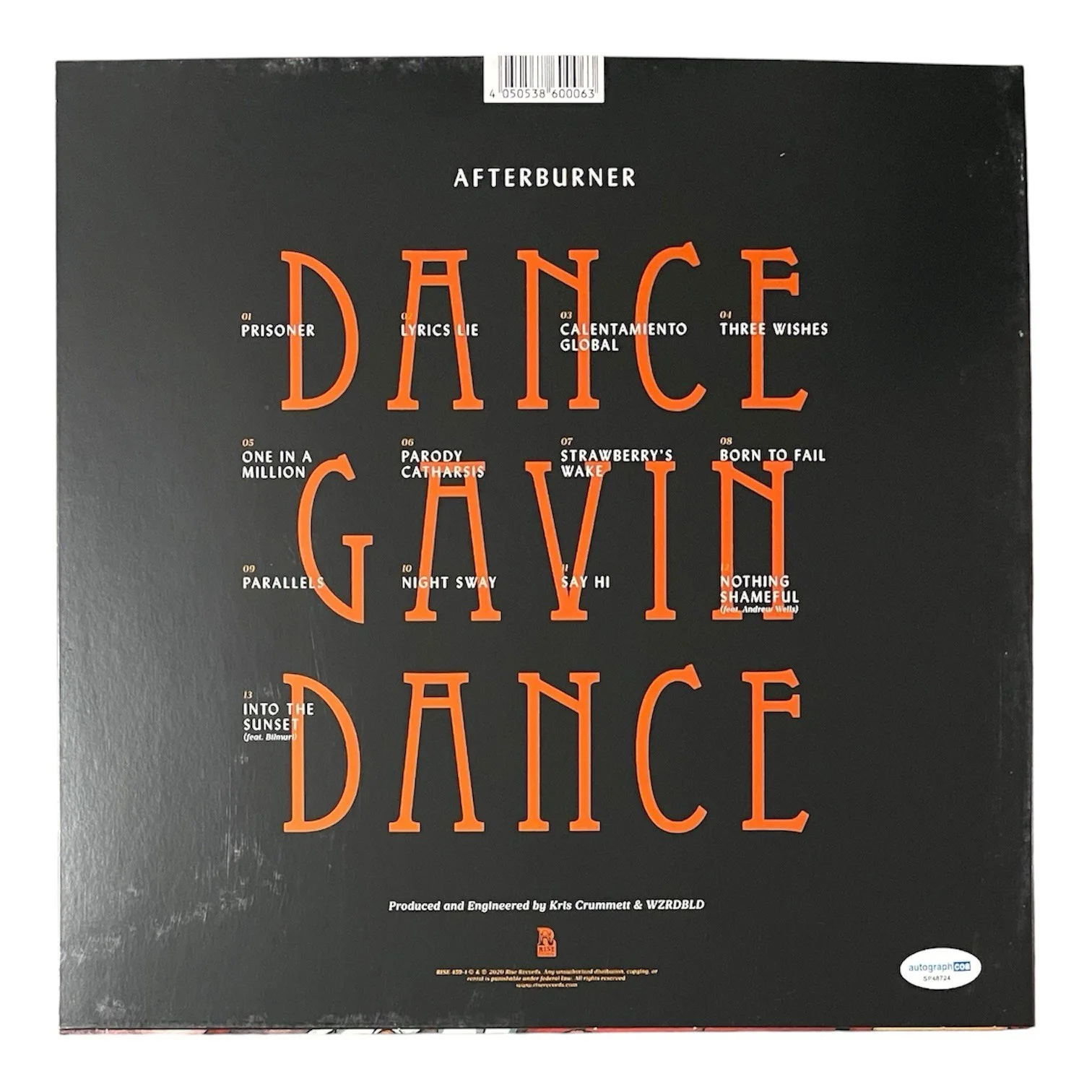 Dance Gavin Dance Signed Autographed Afterburner Vinyl Record ACOA Tilian Tim +3, image 2