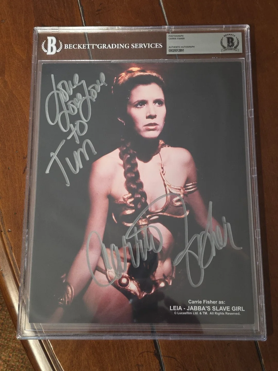 Carrie Fisher — Carrie Fisher Star Wars Authentic Signed 8x10 Photo Autographed BAS Slabbed