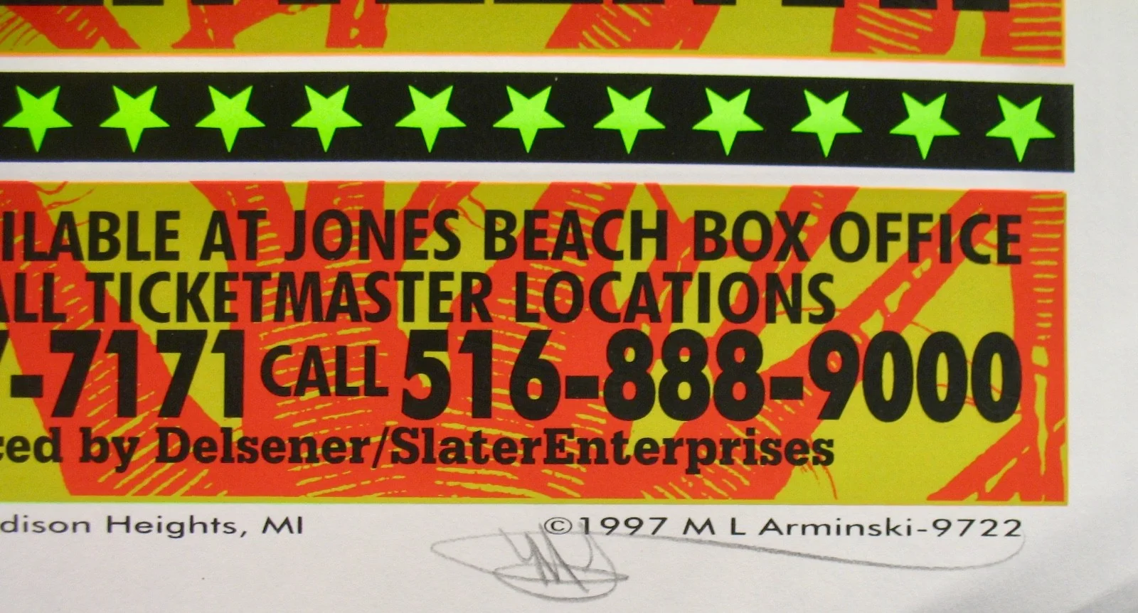 BOB DYLAN~1997 MARK ARMINSKI Signed Silkscreen Lithograph~Jones Beach, New York, image 2