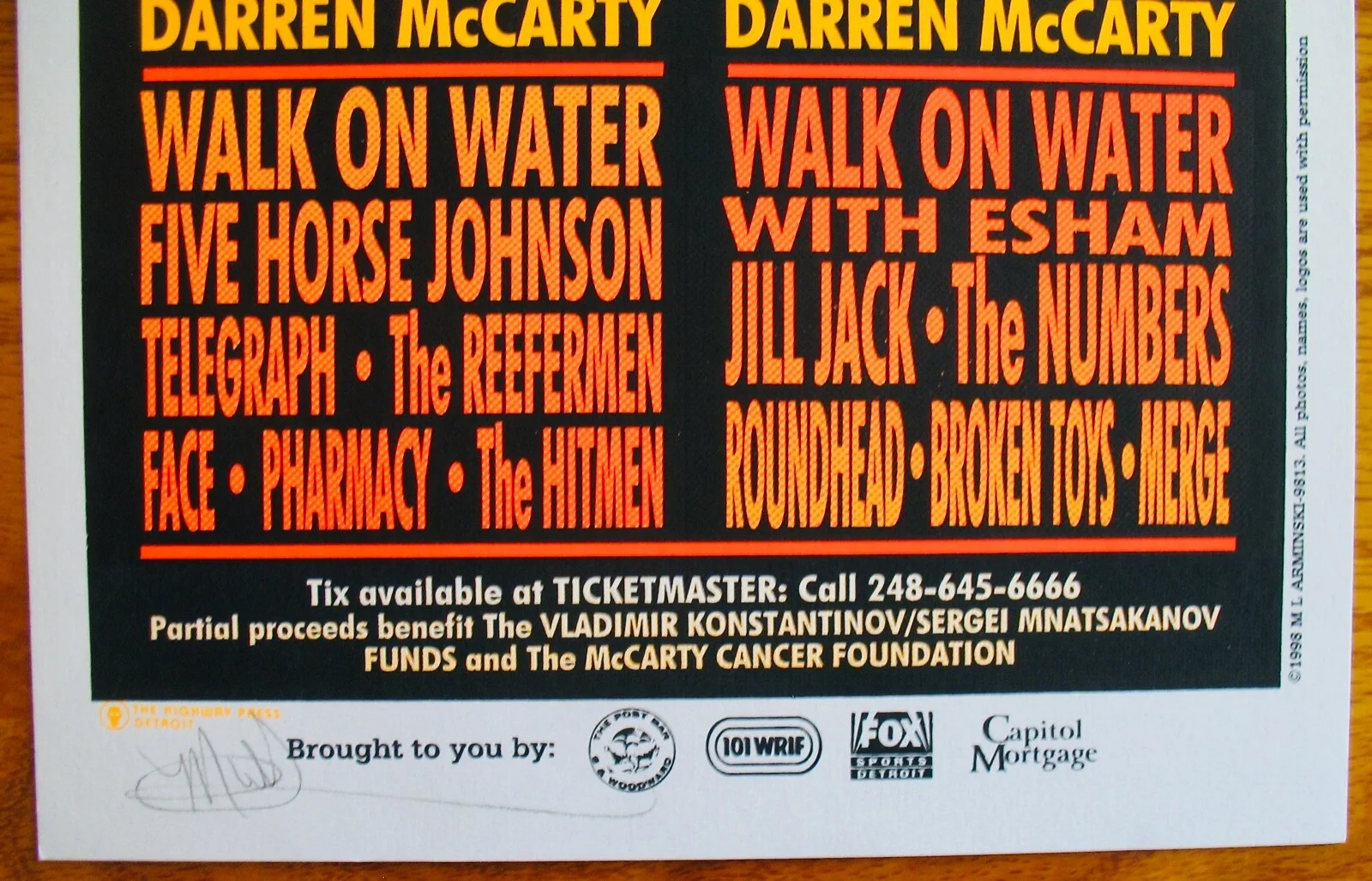 GRINDER~The Post Bar Concert & Cruise Weekend~Mark Arminski Signed Poster~1998, image 2