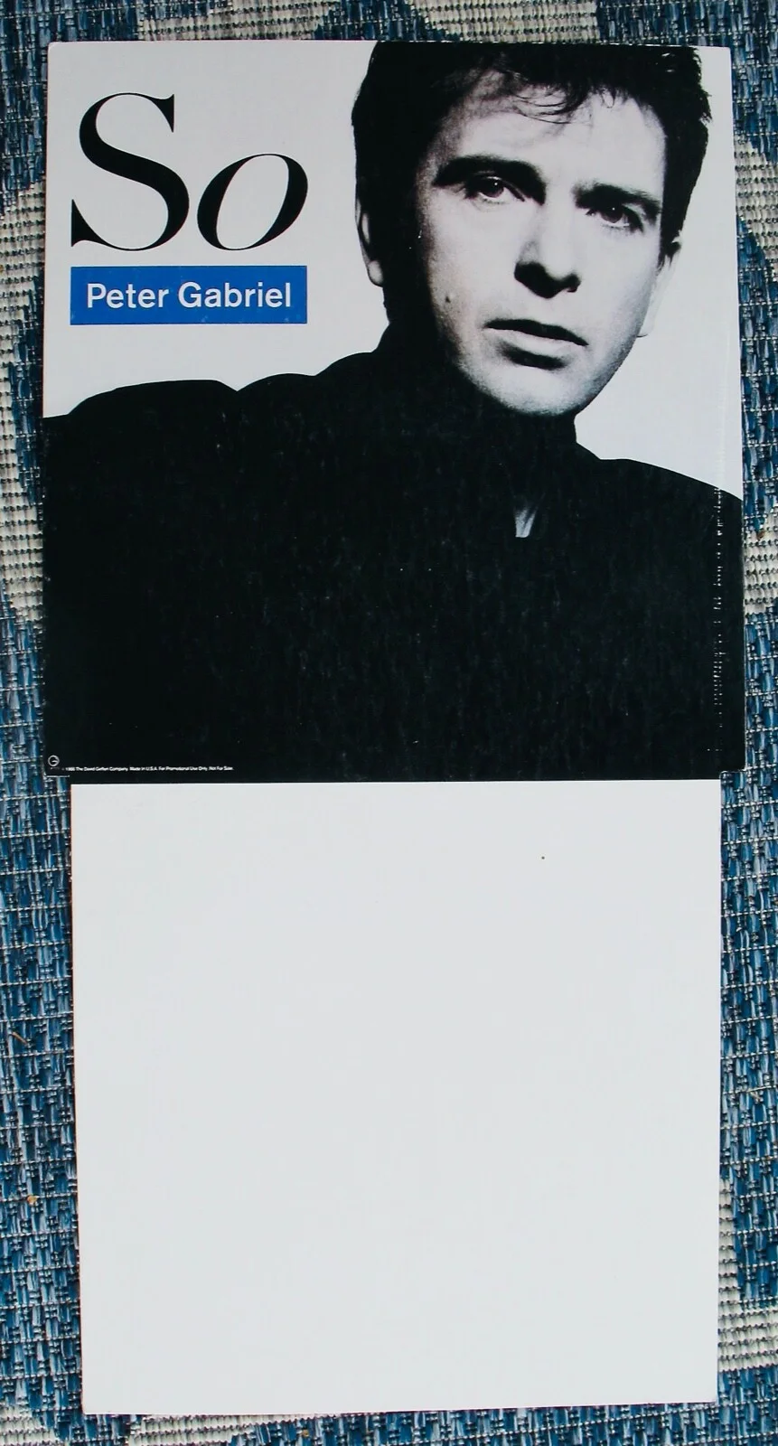 PETER GABRIEL~Signed 1986 Record Store Promo Standup For The "SO" Album~GENESIS, image 3