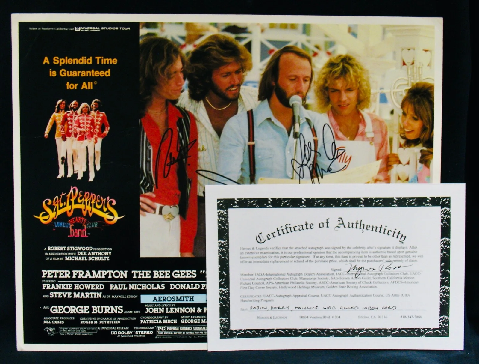 THE BEE GEES~Autographed SGT. PEPPER'S Original Movie Lobby Card By All 3 w/COA, image 2