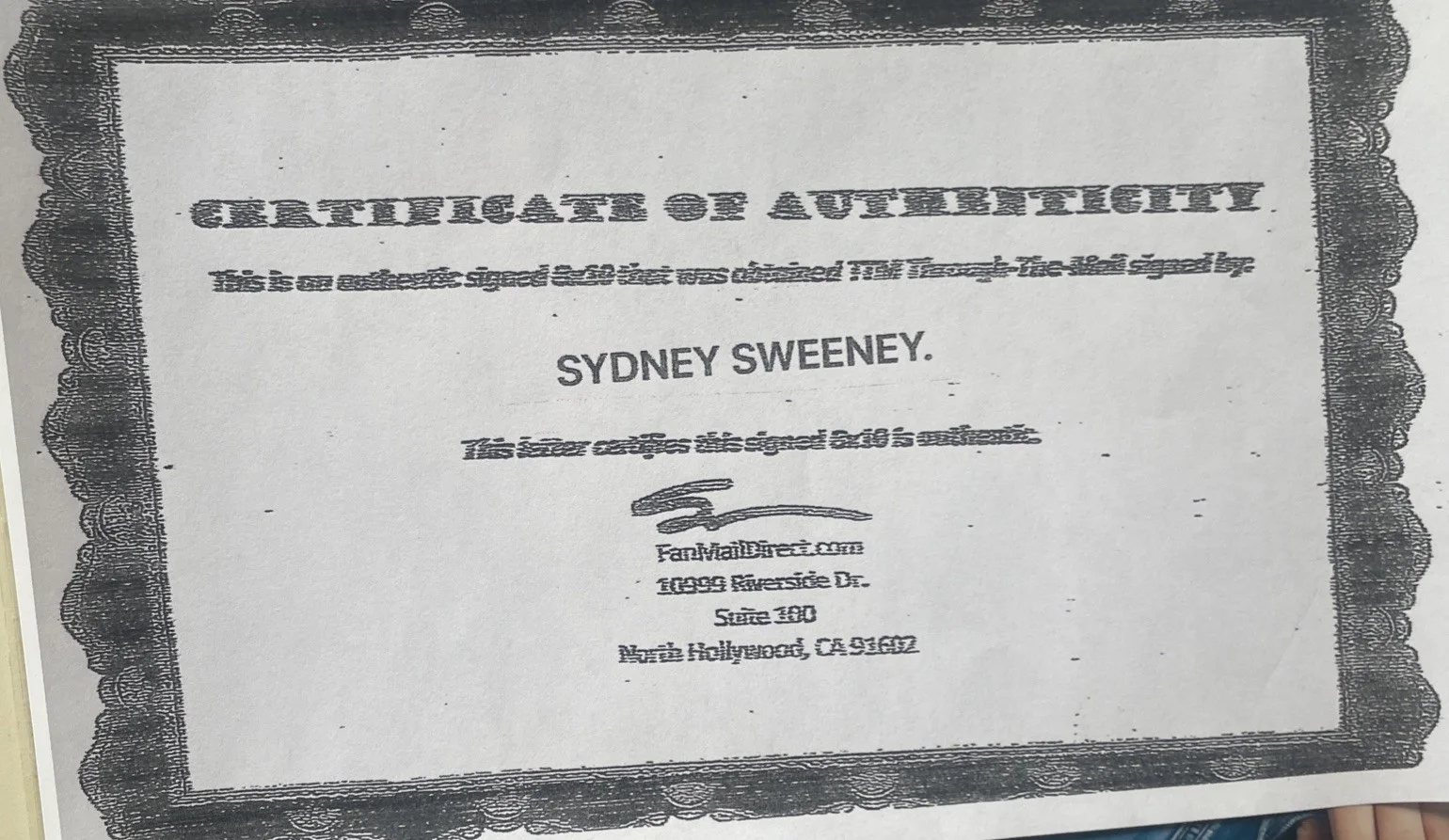 Sydney Sweeney — Sydney Sweeney Actress Euphoria Syn Model Signed 8 x 10 Photo TTM COA PSA Rare, изображение 3