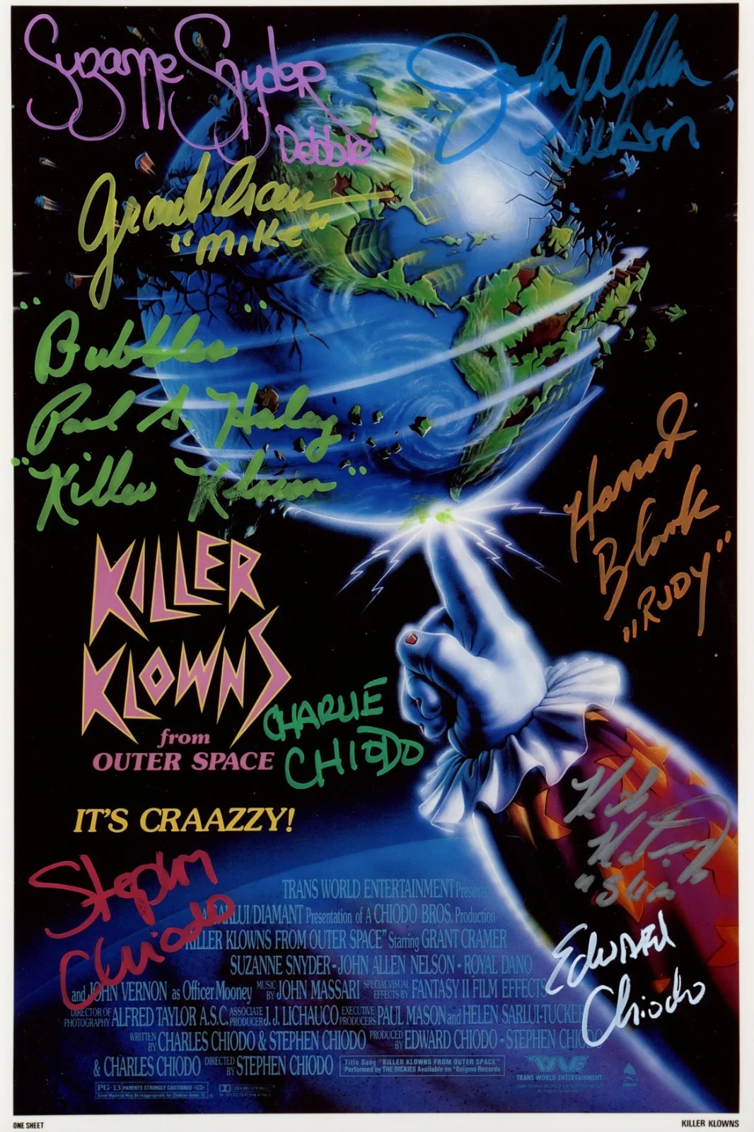 The Chiodo Brothers — Killer Klowns From Outer Space 8x12 Photo Cast x9 JSA Certified Autograph