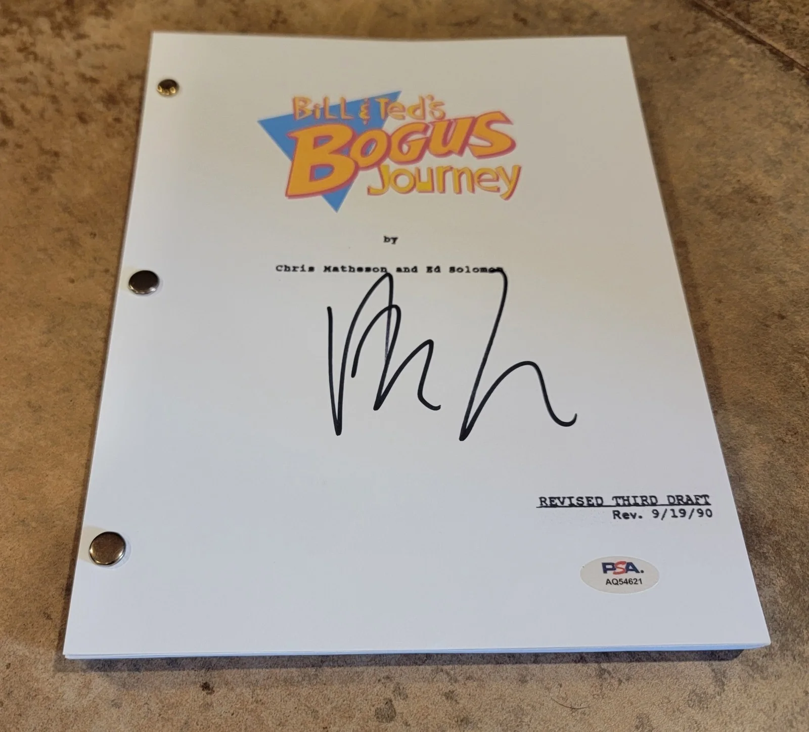 Alex Winter — Alex Winter signed Bill & Ted's Bogus Journey script full 112 pages PSA DNA