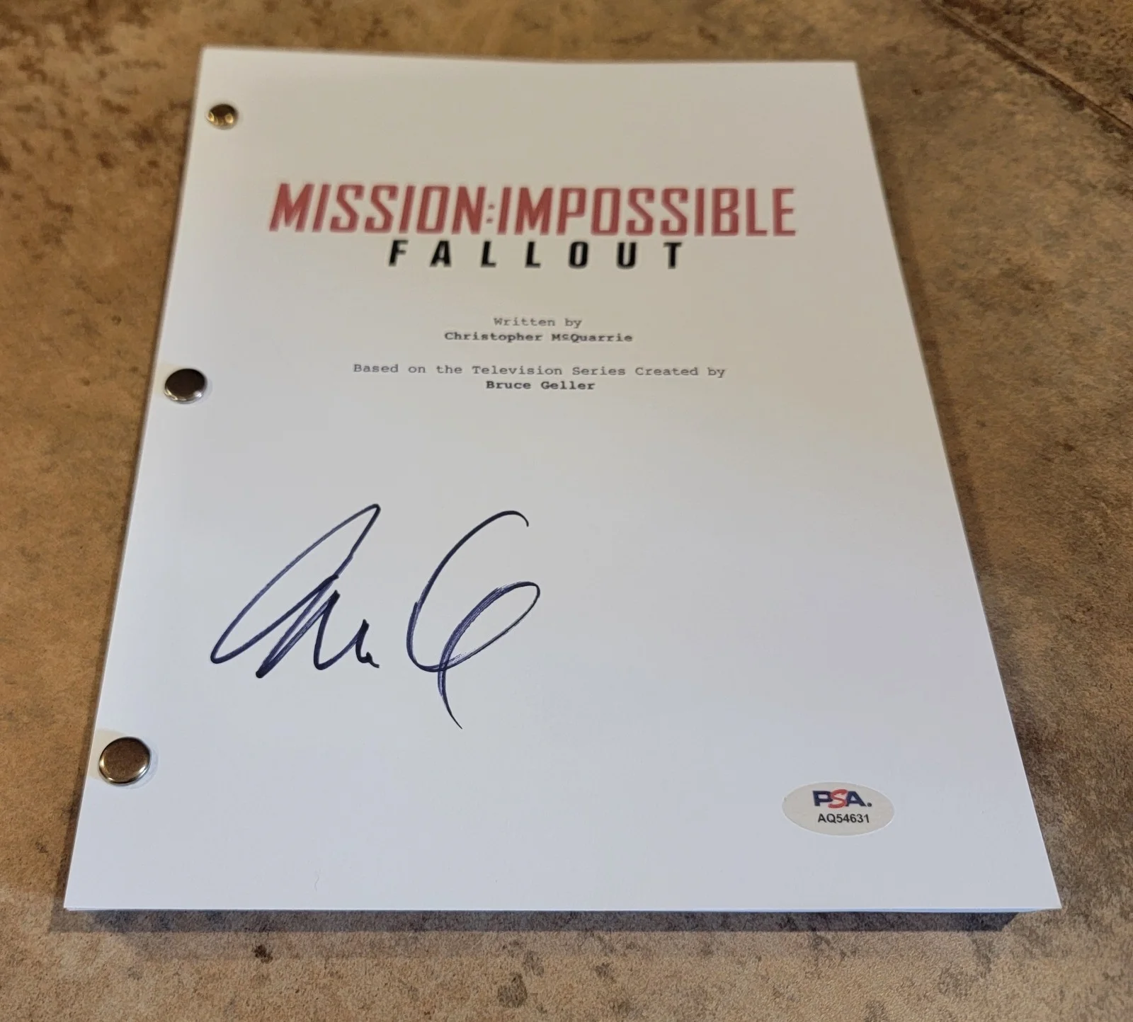 Christopher McQuarrie — Christopher McQuarrie signed Mission Impossible Fallout script full 208 page PSA