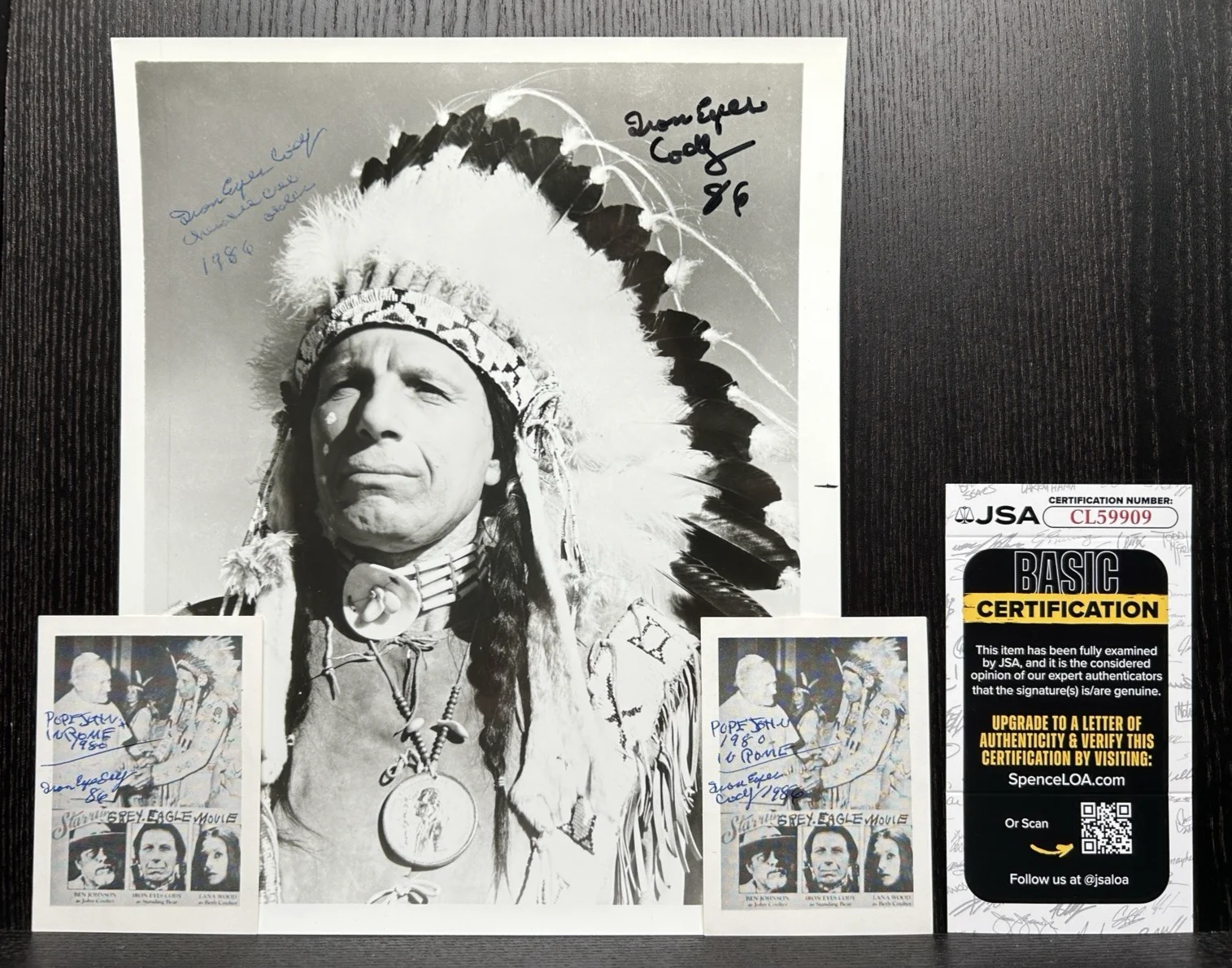 Iron Eyes Cody — IRON EYES CODY DOUBLE SIGNED 8x10 PHOTO & OTHERS Original Autographs JSA COA