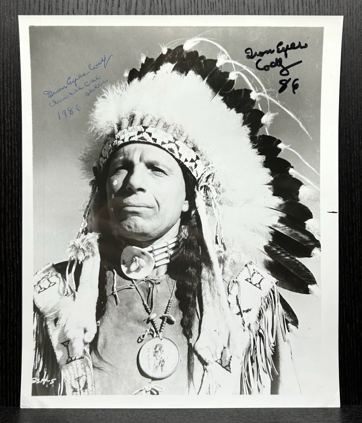 Iron Eyes Cody — IRON EYES CODY DOUBLE SIGNED 8x10 PHOTO & OTHERS Original Autographs JSA COA, image 2