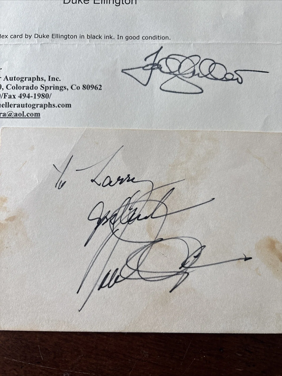 DUKE ELLINGTON Signed Autographed 3"x 5" ALBUM PAGE American Jazz Band PIANIST, image 2