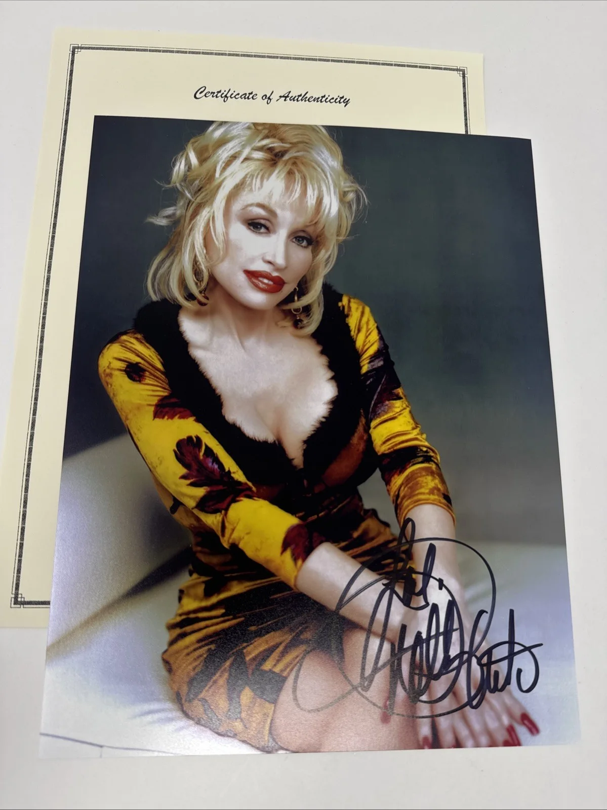 DOLLY PARTON Autographed 8.5 x 11 Hand Signed Photo COA Vintage early dress sexy, image 4