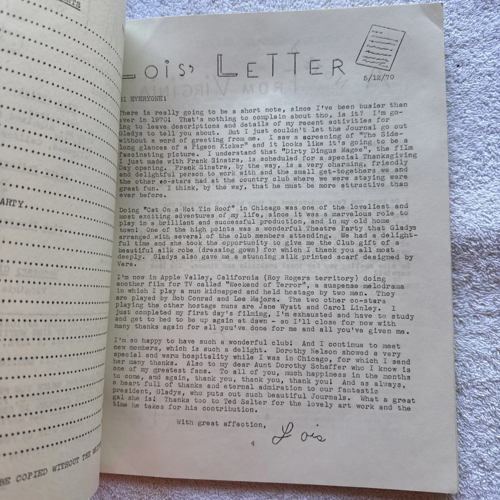 Vintage Lois Nettleton Fan Club News Magazine 1970, 6 Pictures total, изображение 3