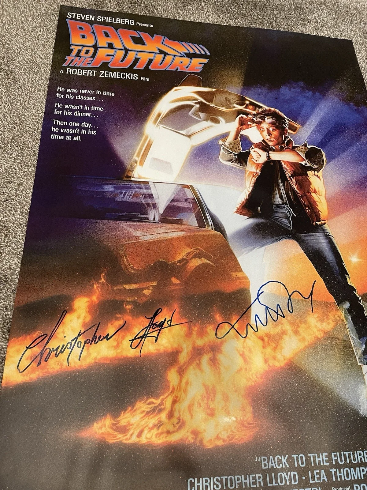 Michael J. Fox Back To The Future Signed Movie Poster Autographed Print Rare X2, image 2
