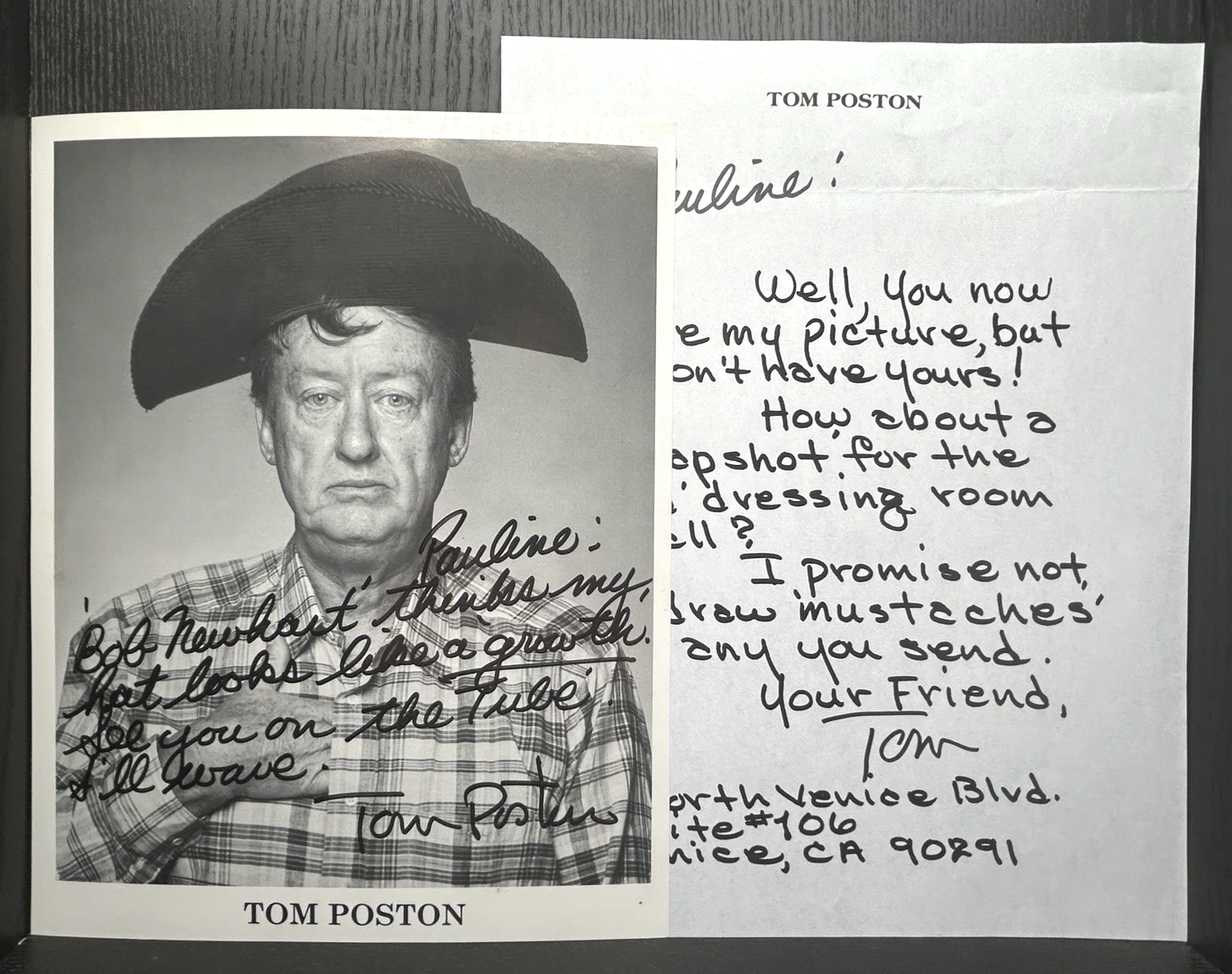 Tom Poston — TOM POSTON SIGNED 8x10 PHOTO, NOTE & ENVELOPE Original Autograph JSA COA Newhart, image 2