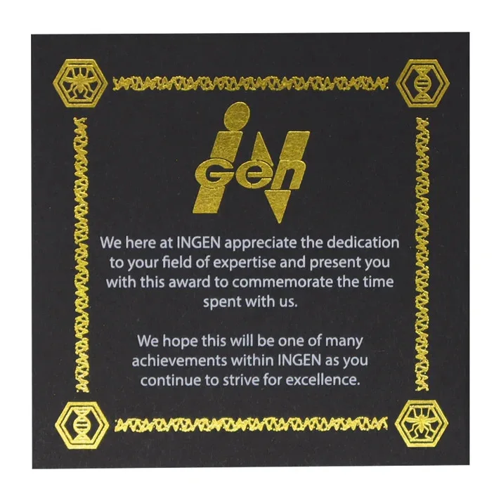 Jurassic Park Genetics Laboratory Service Award Official Merchandise, image 4
