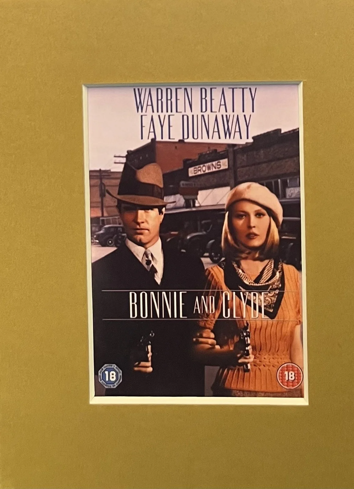 BONNY & CLYDE. Warren Beatty . 35mm Film Cell Mounted Display, изображение 2
