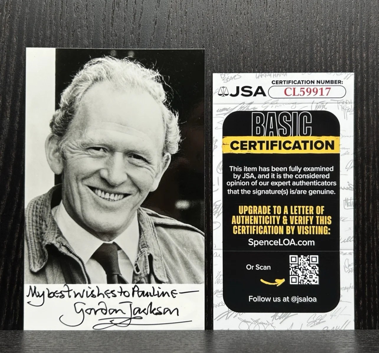Gordon Jackson — Gordon Jackson SIGNED PHOTO & NOTE Original Autographs JSA Upstairs Downstairs, изображение 2