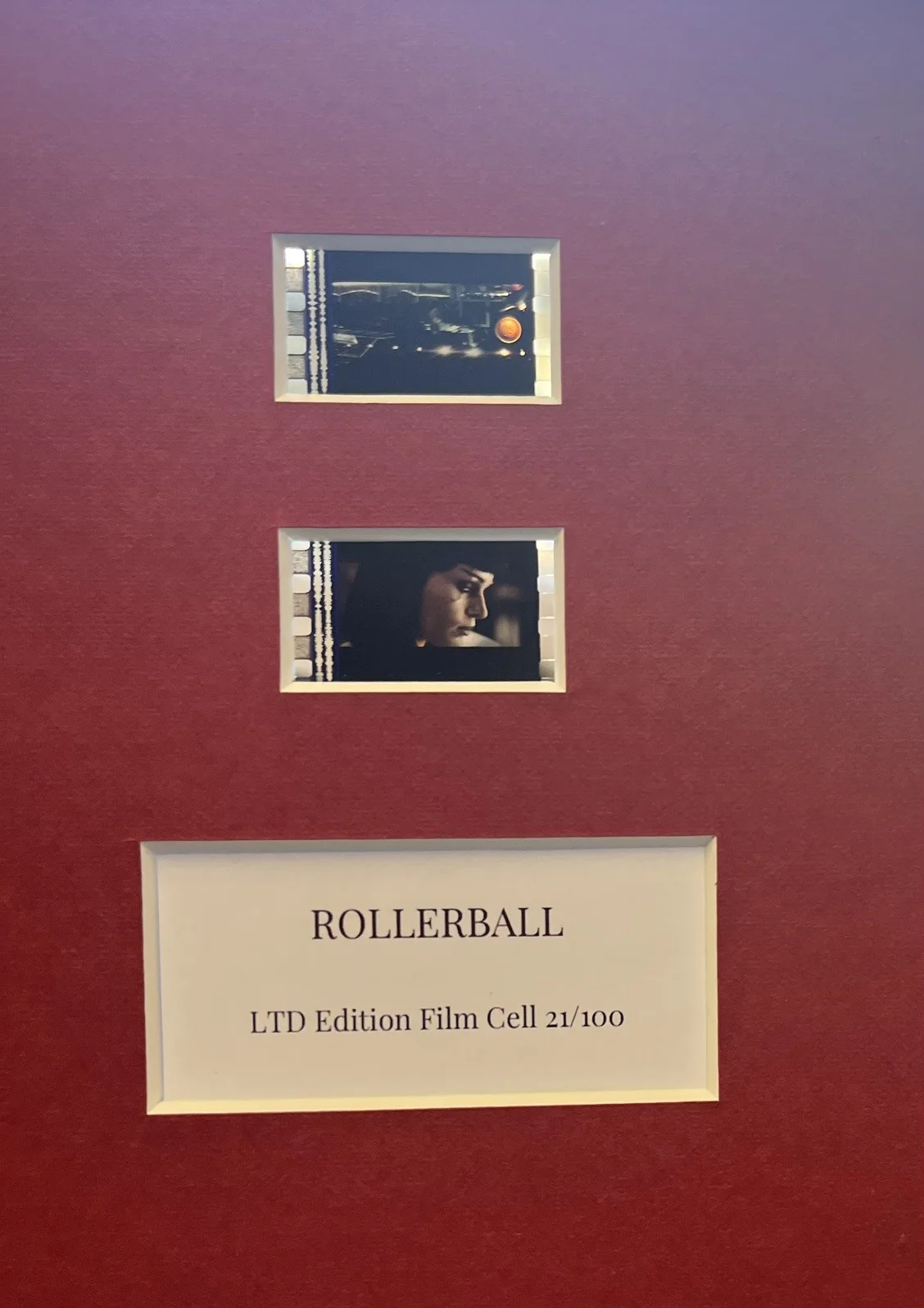 ROLLERBALL . 35mm Film Cell Mounted Display, image 3