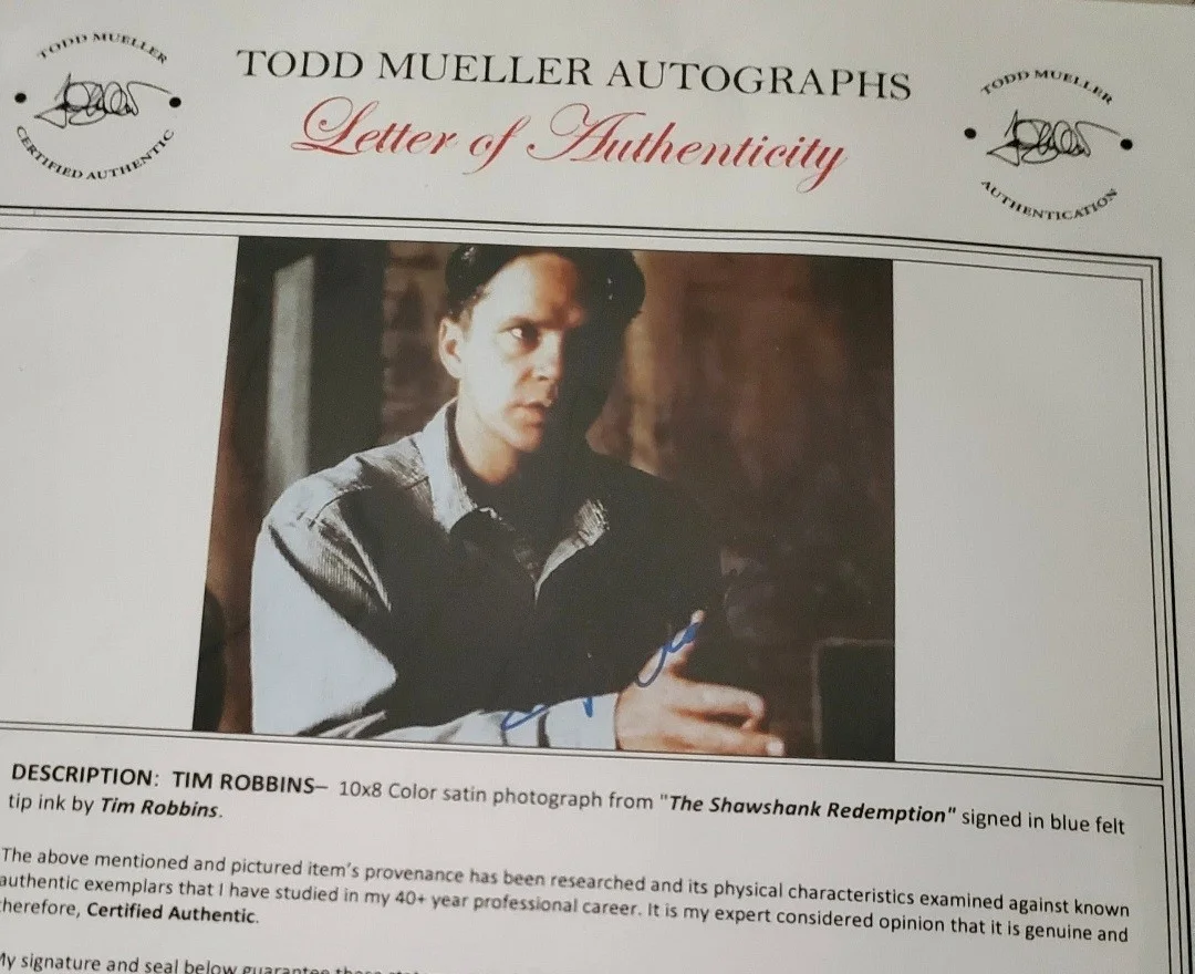 Tim ROBBINS — TIM ROBBINS SIGNED AUTOGRAPHED PHOTO MOVIE "SHAWSHANK REDEMPTION" 8X10 COA, изображение 2