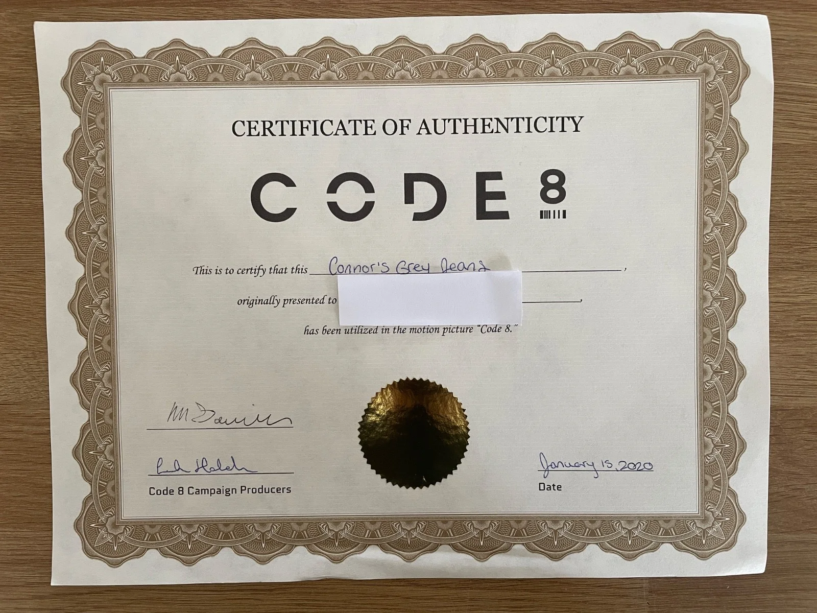 Code 8 Movie Prop - Connor's Grey Jeans, image 2