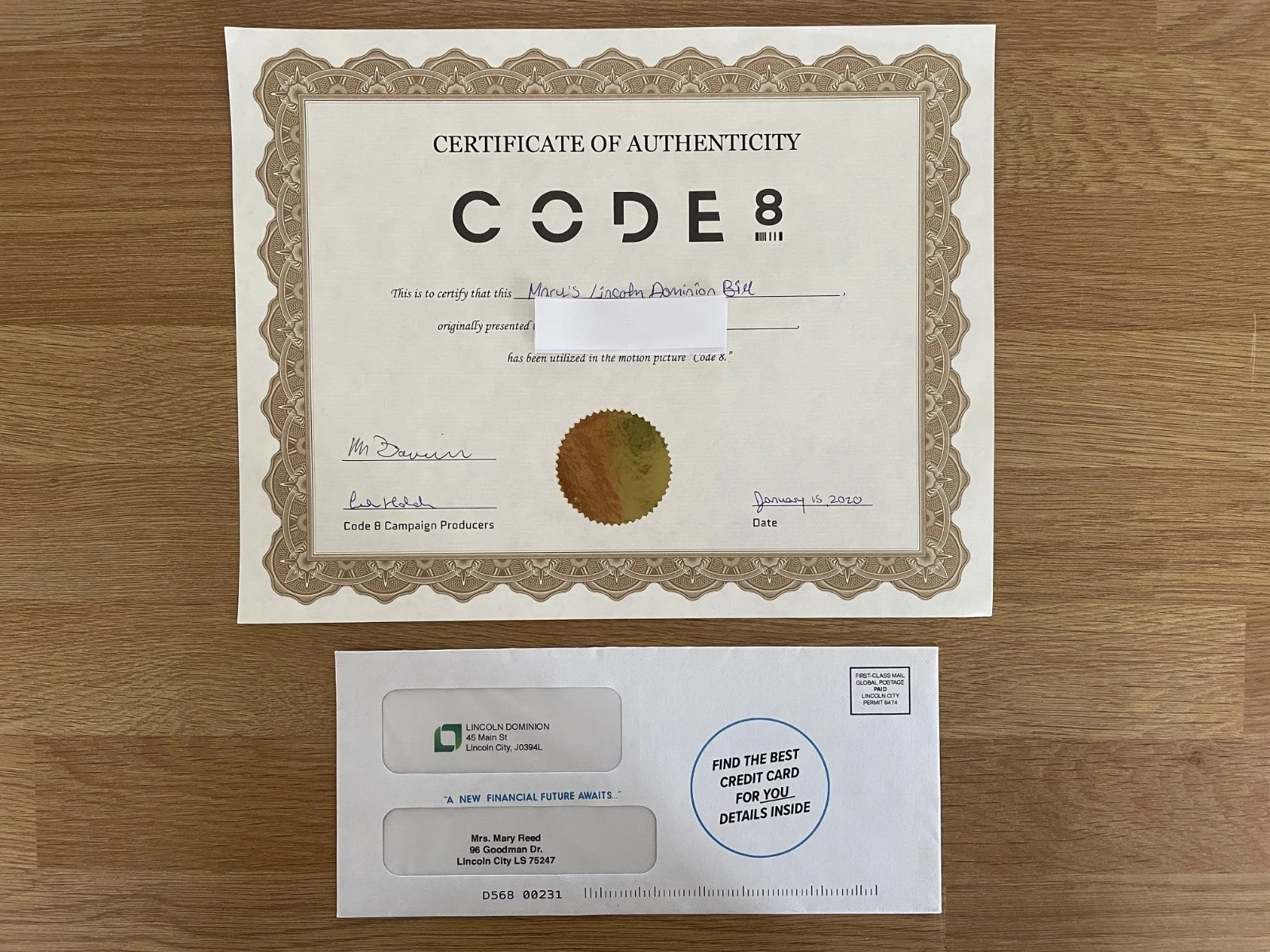 Code 8 Movie Prop - Mary Reed Letter, image 3