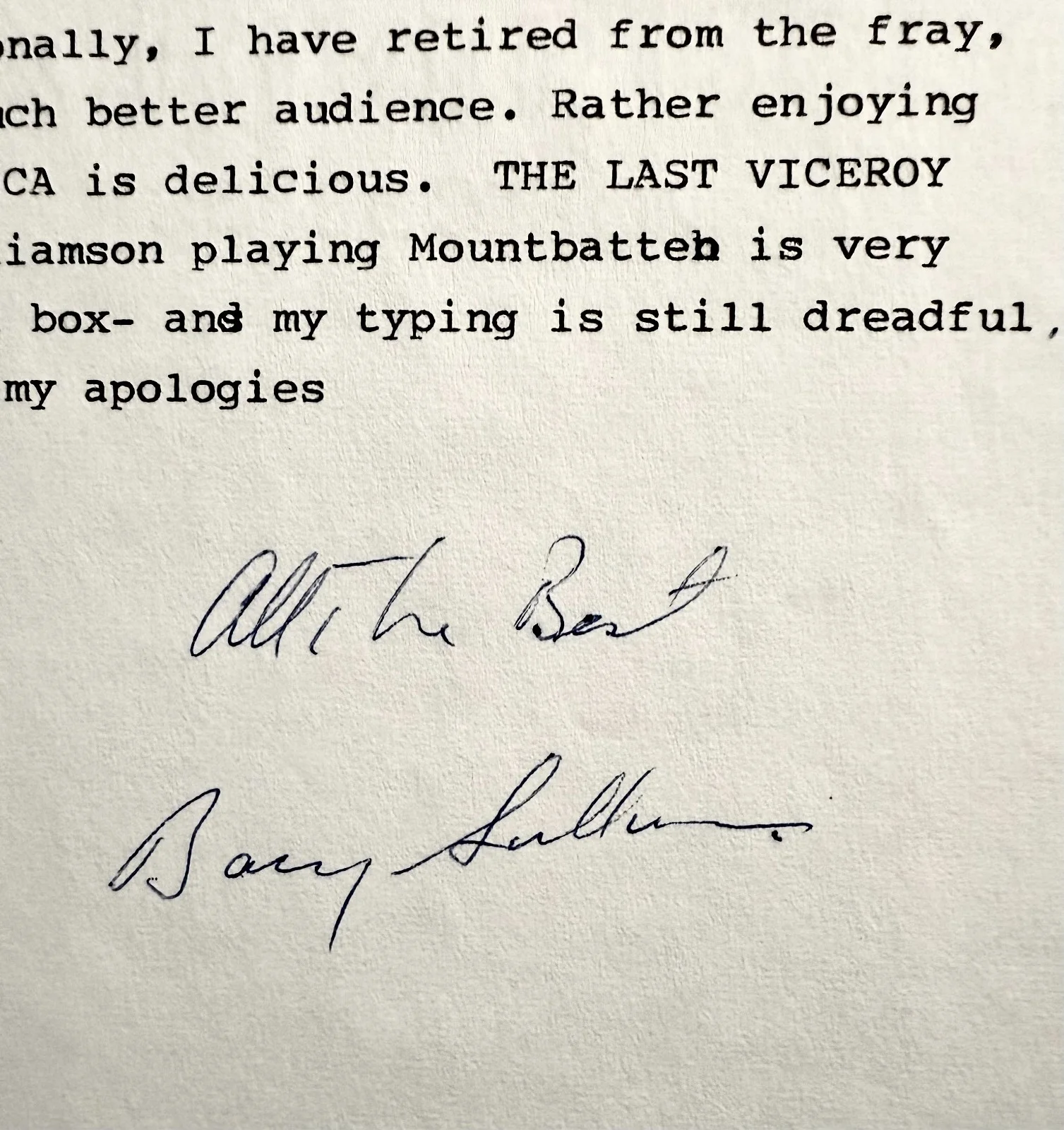 Barry Sullivan — BARRY SULLIVAN Signed Autographed Fan Letter w/corrections THE GANGSTER TENSION, изображение 3
