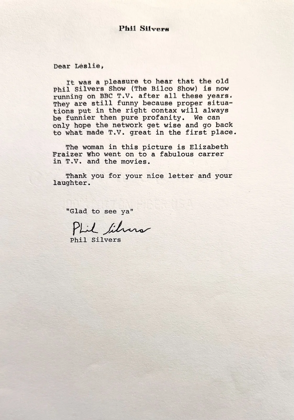 Phil Silvers — PHIL SILVERS Autograph Signed Fan Letter The Phil Silvers Show Follow That Camel, изображение 3