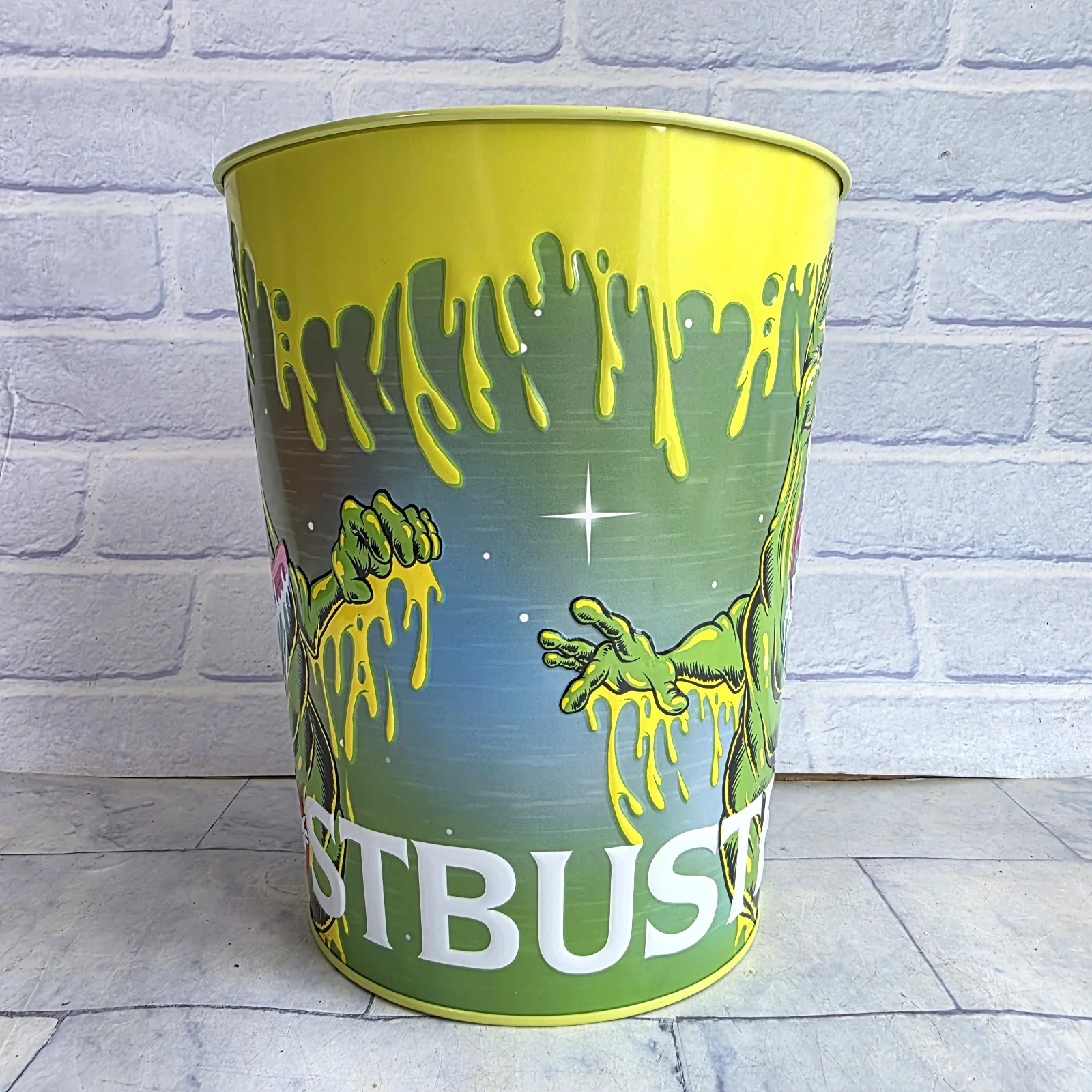 Ghostbusters Slimer Popcorn Bucket Frozen Empire 2024 Metal Can Bin Great Cond., изображение 2