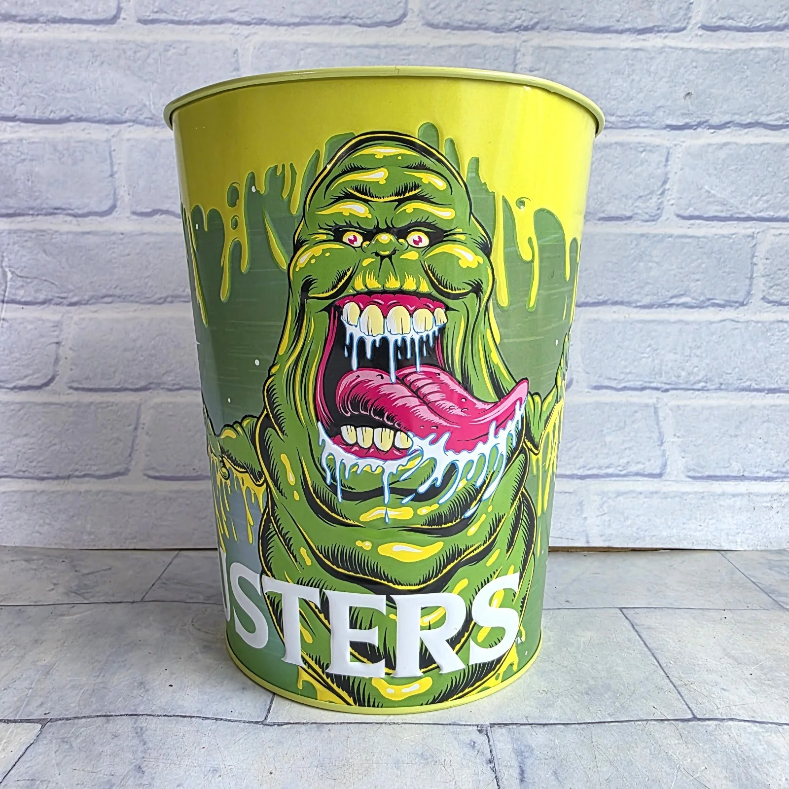Ghostbusters Slimer Popcorn Bucket Frozen Empire 2024 Metal Can Bin Great Cond., изображение 3