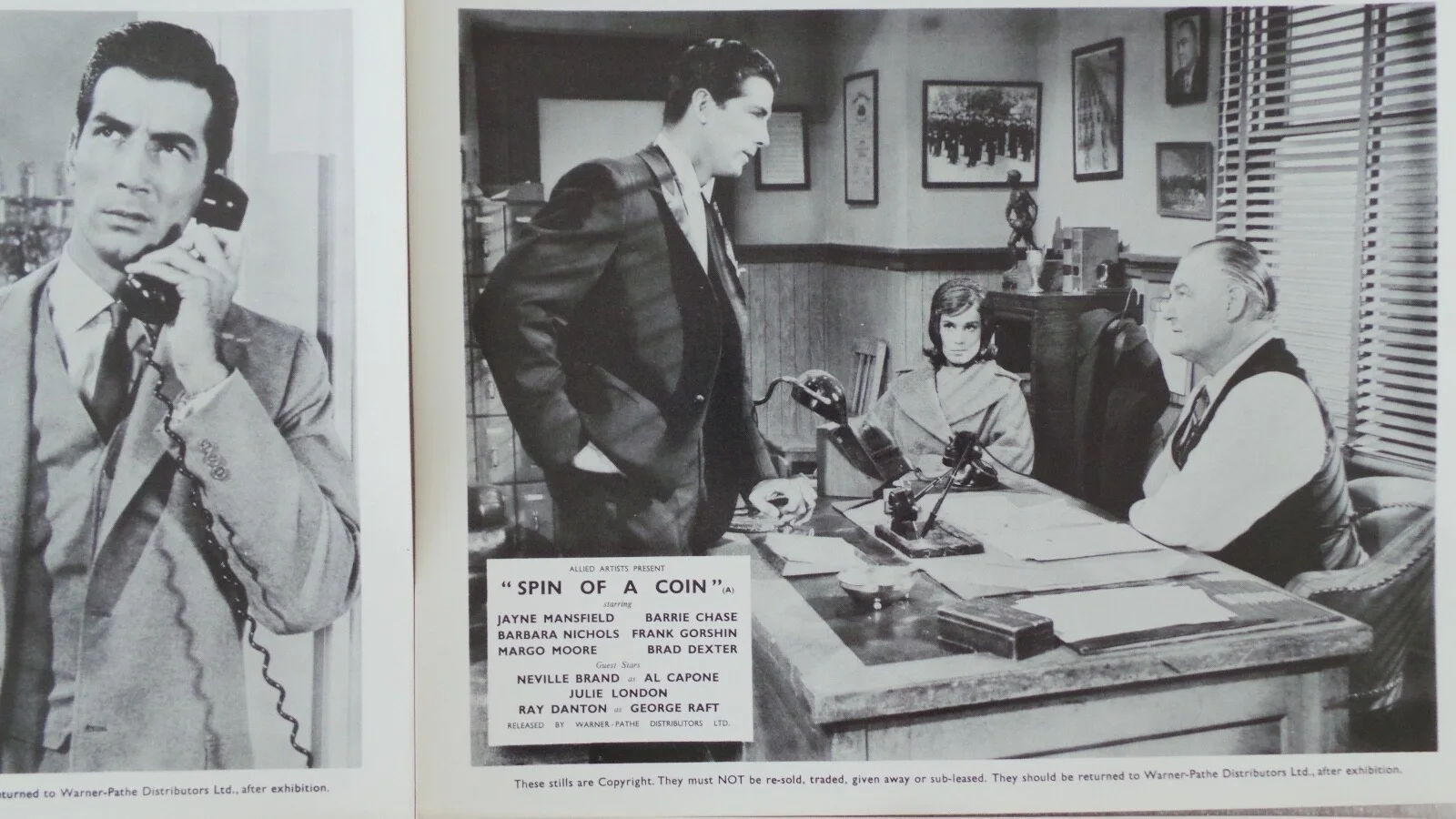 ORIGINAL 1961 LOBBY CARD SET 10" x 8" - 'SPIN OF A COIN' - JAYNE MANSFIELD, изображение 4