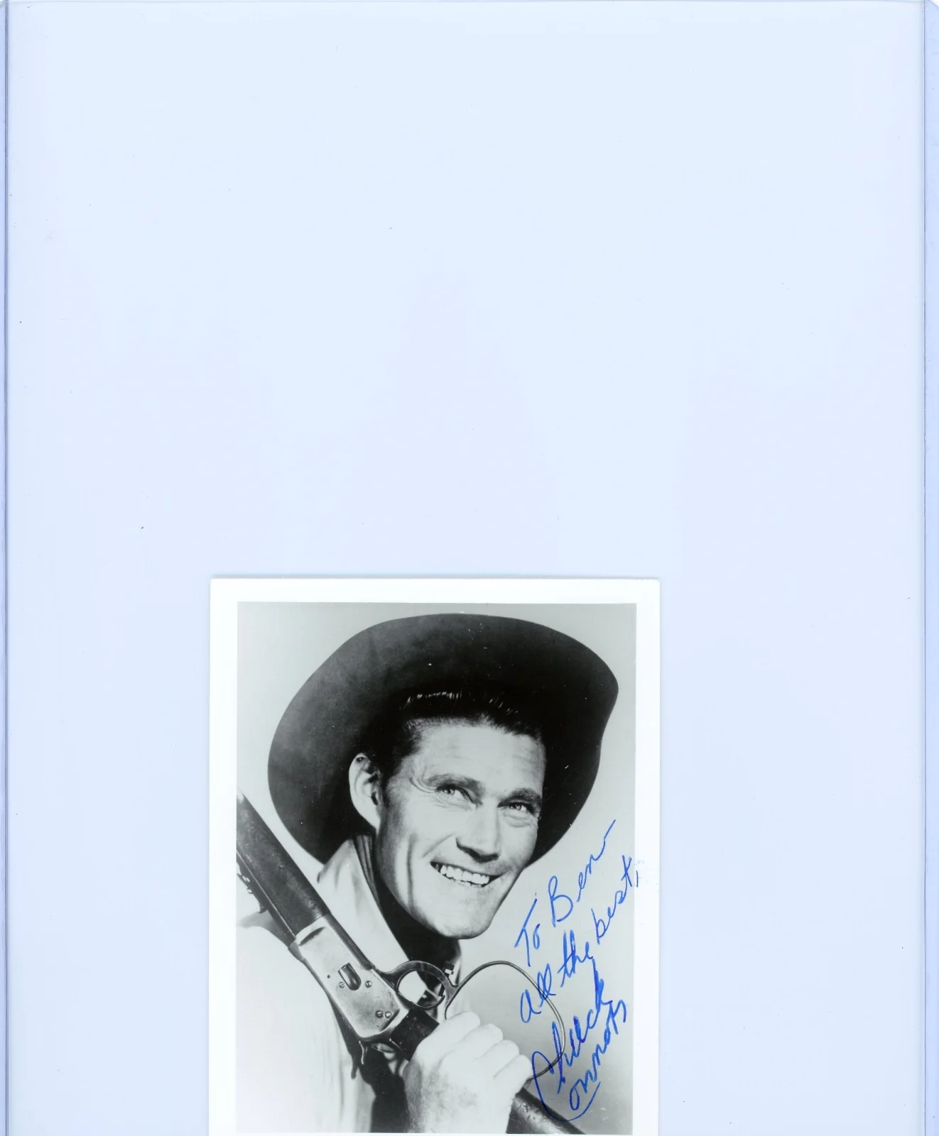 Chuck Connors — Chuck Connors Signed 4"X5" Photo Character Lucas McCain ABC's The Rifleman