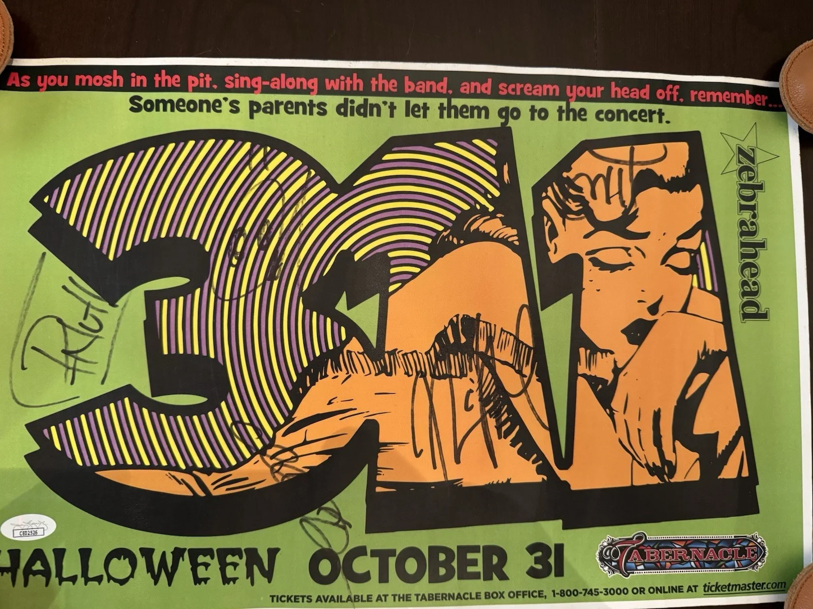 Signed Autographed 311 10/31/2000 Atlanta Poster Halloween Concert VERY Rare, изображение 2