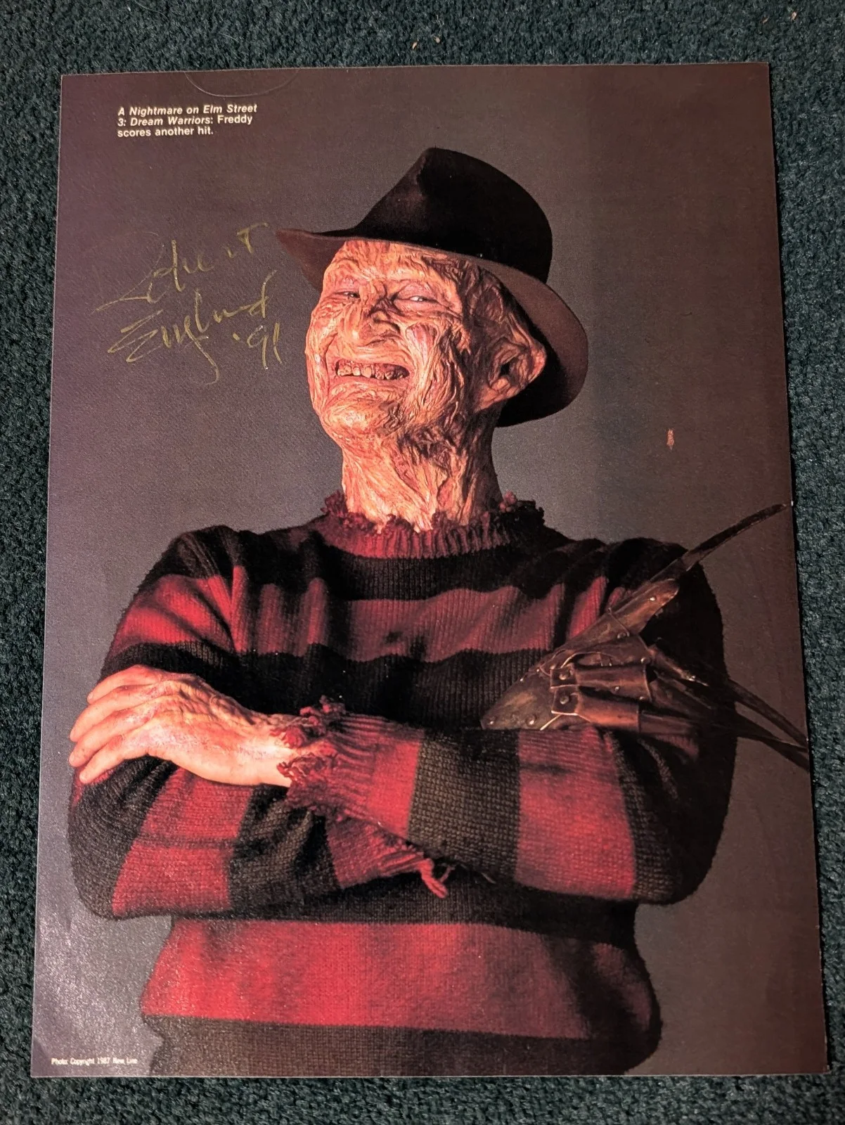 Robert Englund — SMILING ROBERT ENGLUND as FREDDY KRUEGER AUTOGRAPHED 1991 2-sided MAGAZINE PAGE!