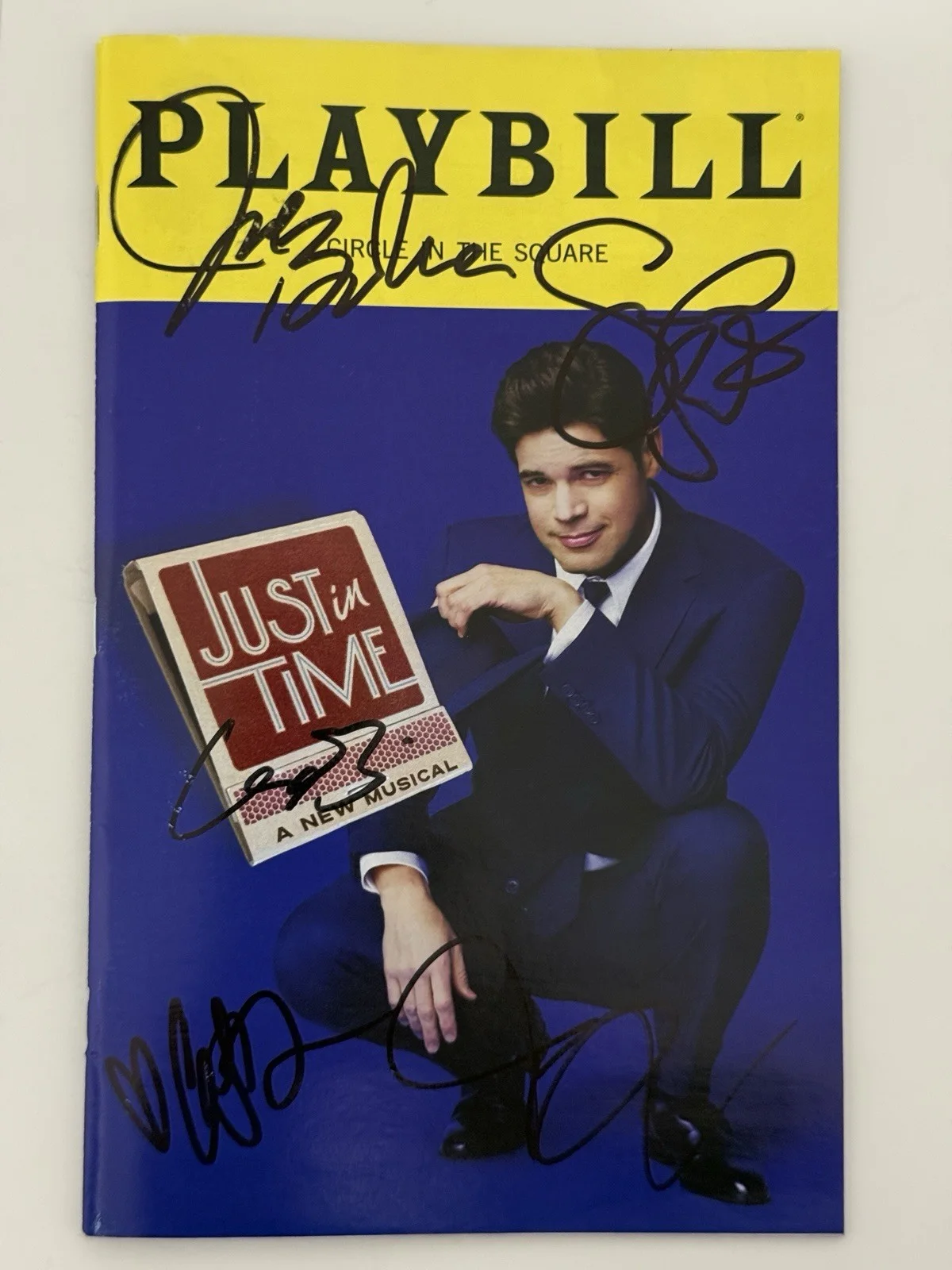 Jeremy Jordan — Jeremy Jordan Just In Time signed Broadway Playbill Autograph Isa Briones