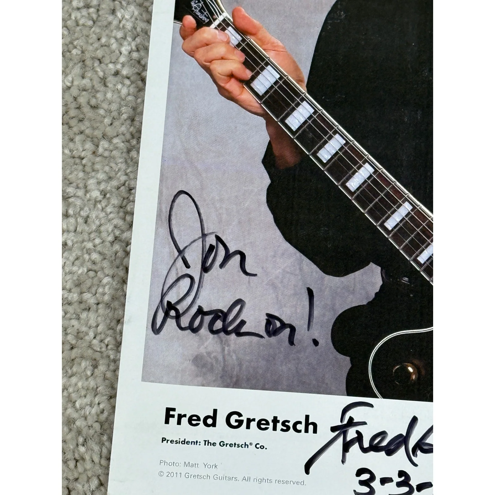 Fred Gretsch Signed Photo Autographed 2012 Rock On Inscription Gretsch Guitars, изображение 3