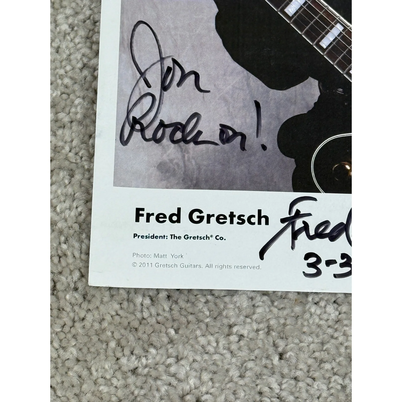 Fred Gretsch Signed Photo Autographed 2012 Rock On Inscription Gretsch Guitars, изображение 4