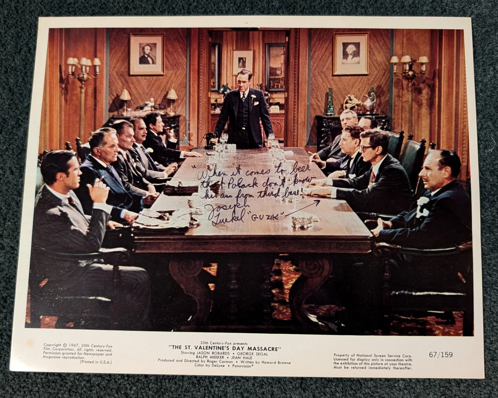 Joseph Turkel — THE ST. VALENTINES DAY MASSACRE 1967 ORIGINAL photo! JOSEPH TURKEL AUTOGRAPHED!