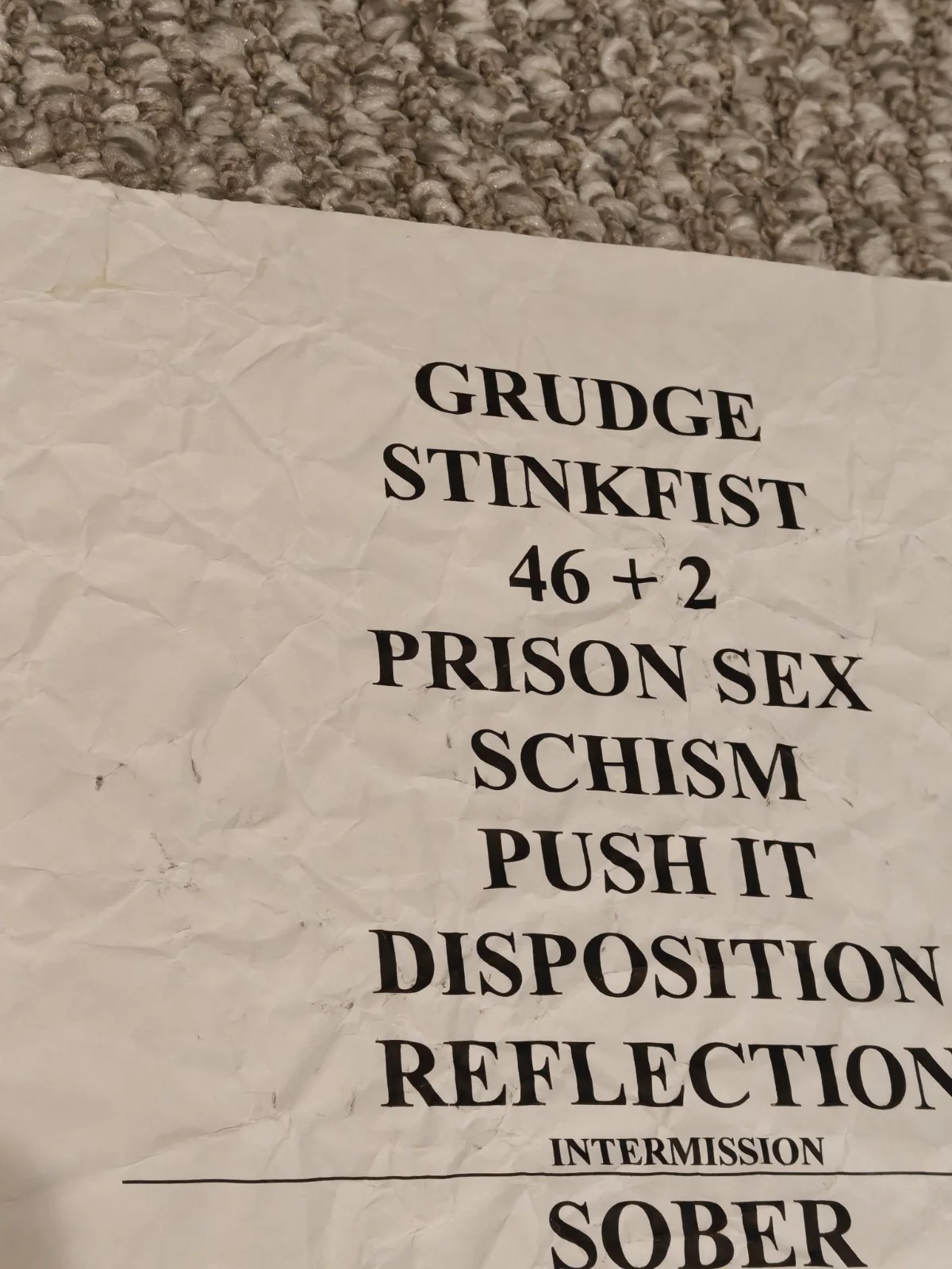 TOOL LATERALUS Detroit 2001 SHOW USED SETLIST With Ticket Stub From Show! Relic!, image 3