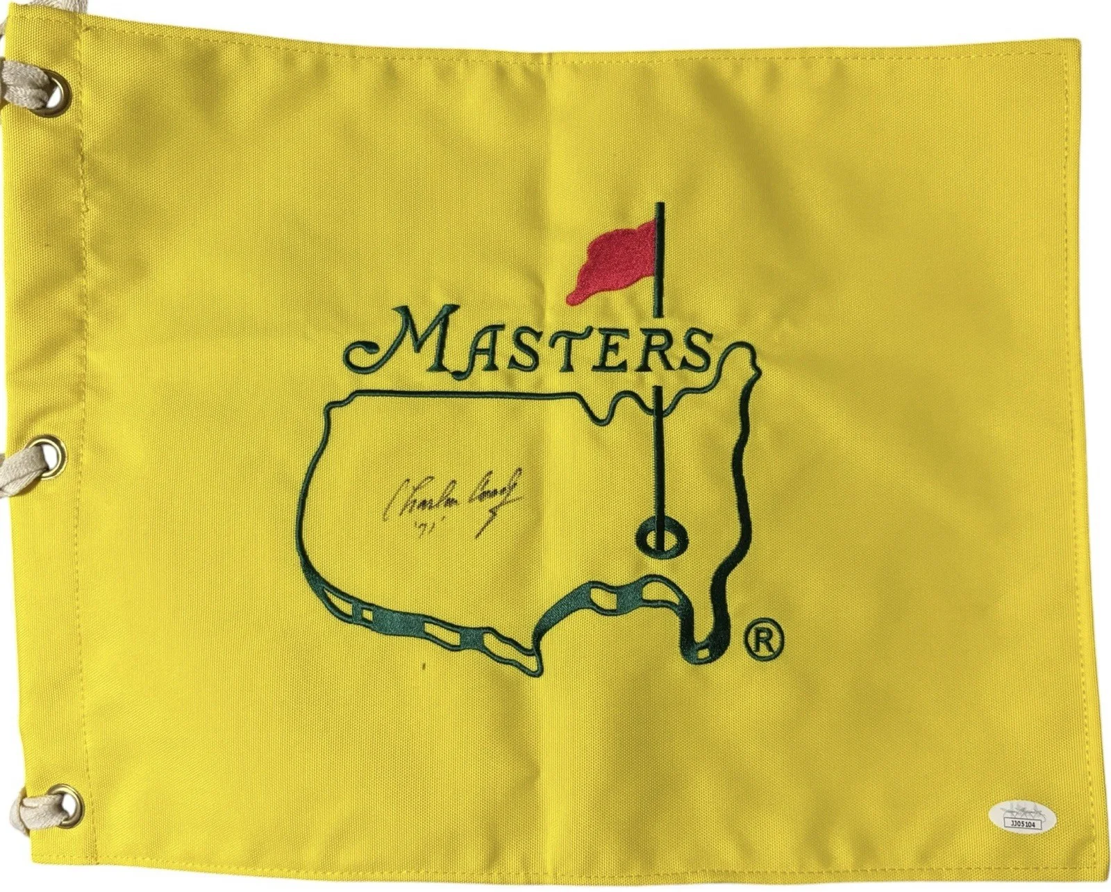 Charles Coody — PGA Legend Charles Coody Signed Masters Golf Flag JSA Certified
