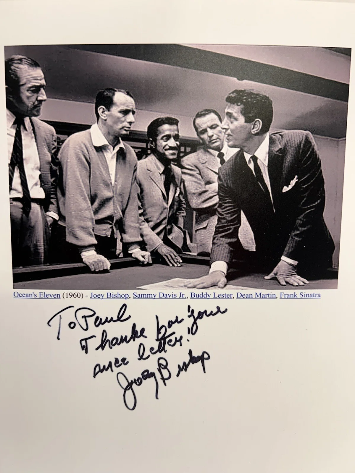 Joey Bishop — Joey Bishop American Entertainer B/W 8x10 Signed Picture Personalized, изображение 2