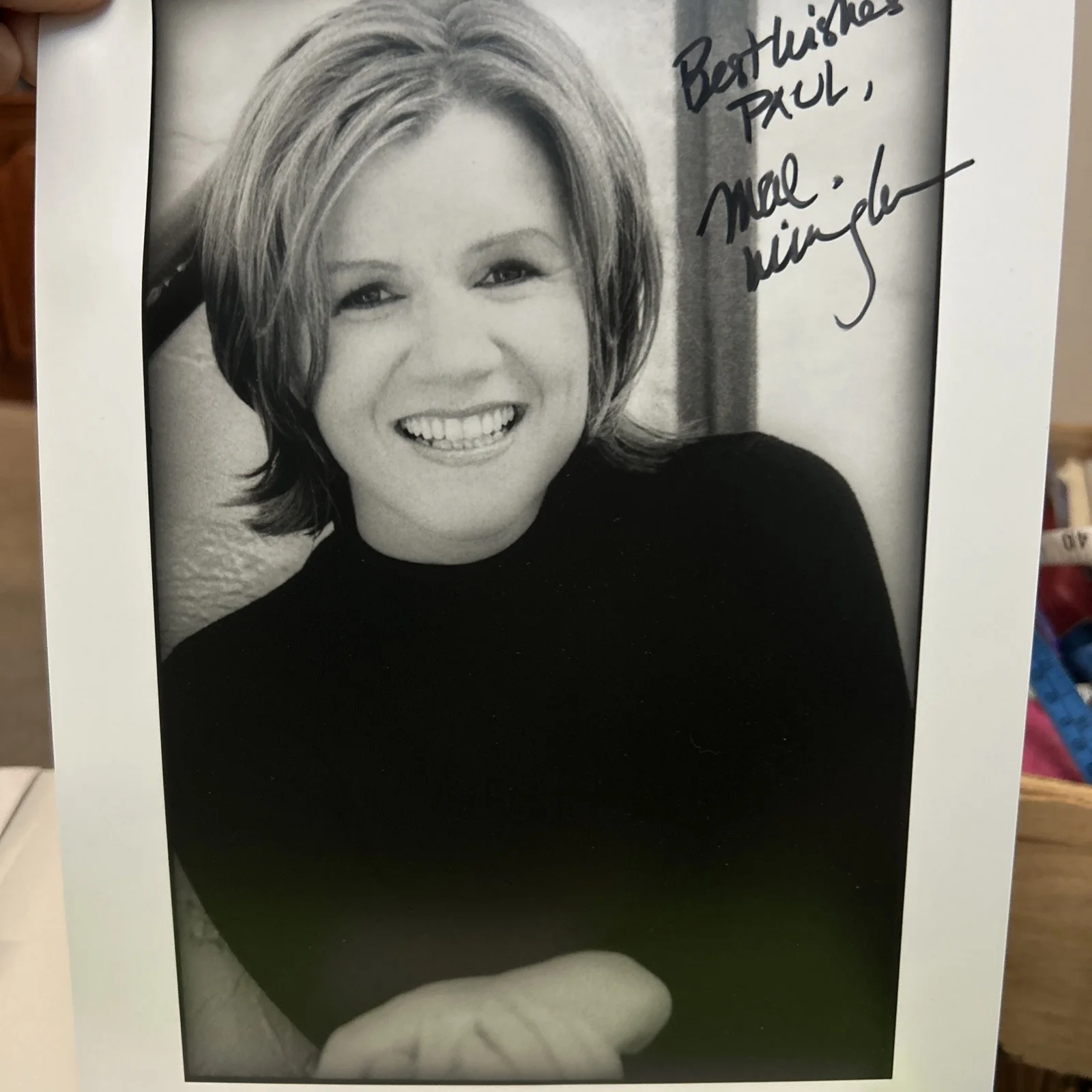 Mare Winningham — Mare Winningham American Actress 10 x 8” B/W Picture Signed Personalized